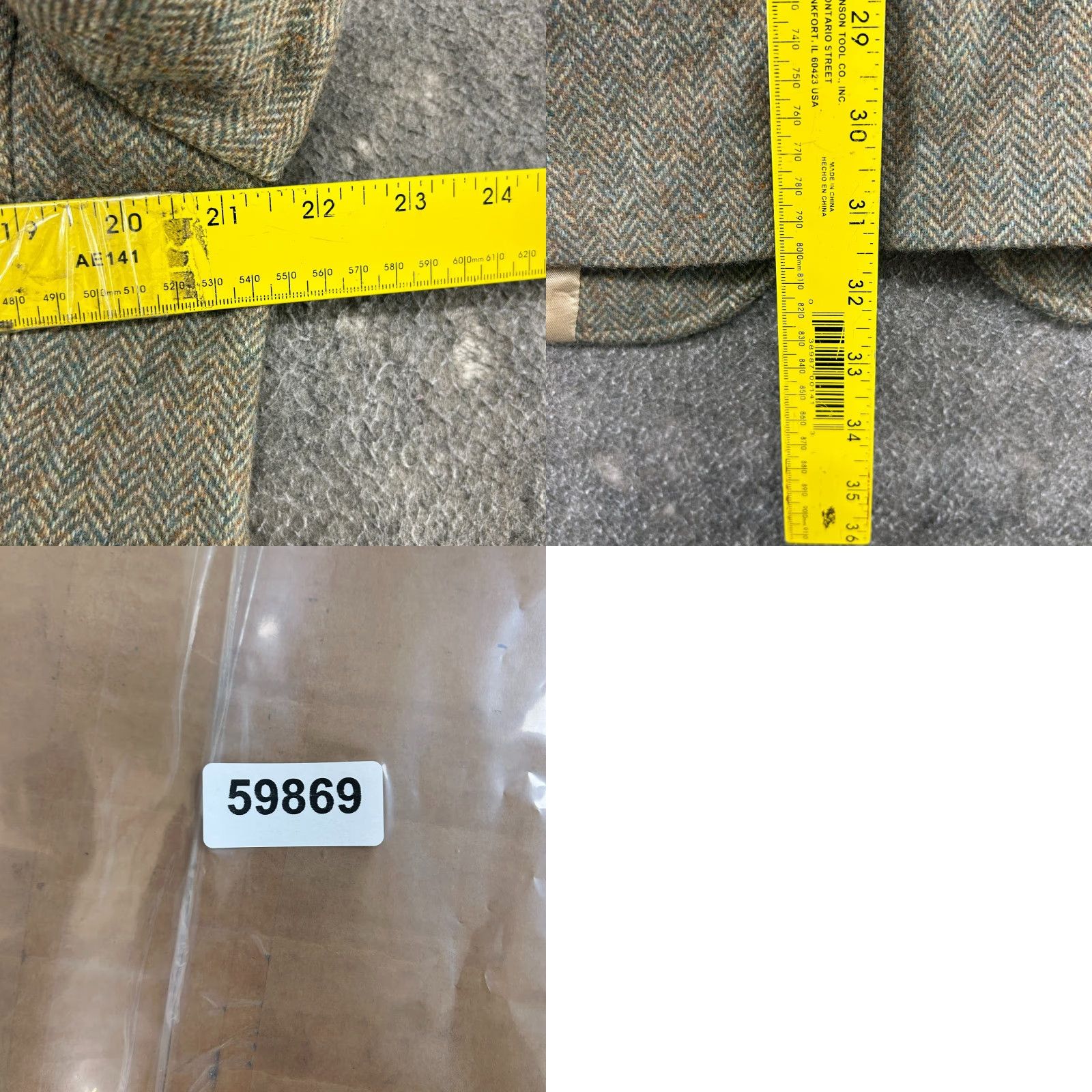 Lands' End VINTAGE Lands' End Blazer Mens 40 Green Herringbone Tweed Wool USA Regular Single-Breasted 2 Button Notch Lapel Jacket Coat Dress Shirt UI Size 40R - 9 Thumbnail