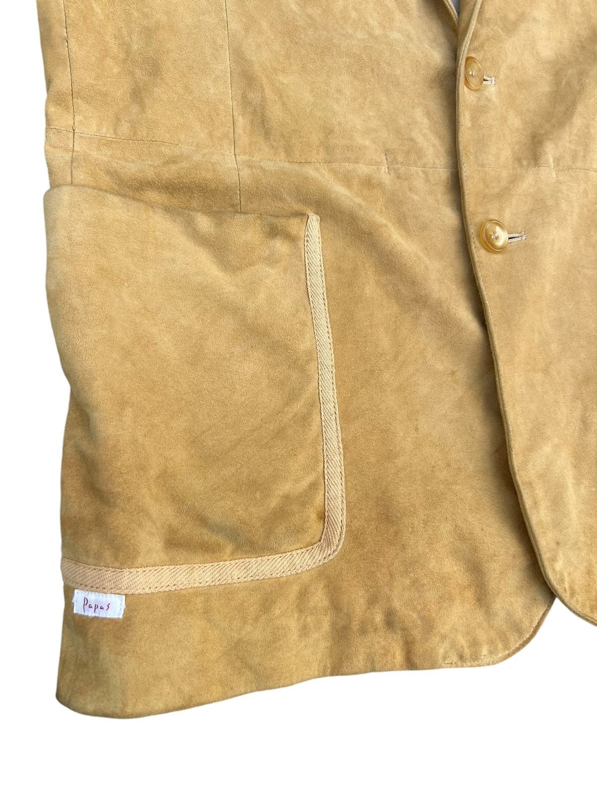 Mademoiselle Non Non Papas Japan Patina Suede Sheepskin Leather Blazer Jacket Size US L / EU 52-54 / 3 - 8 Thumbnail