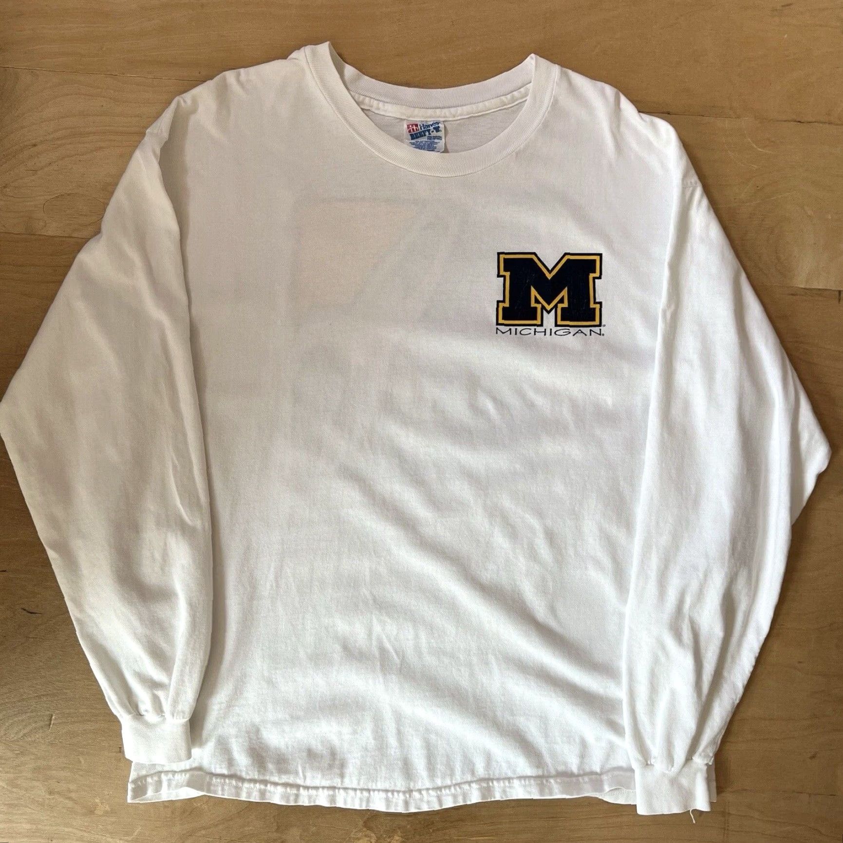 Vintage VINTAGE Michigan Wolverines Basketball Shirt XL White 90s Hoopwear Jalen Rose Mens Crew Neck Logo Size US XL / EU 56 / 4 - 2 Thumbnail