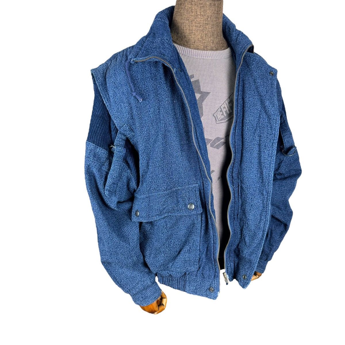 Issey Miyake 🌟VINTAGE 80s VISE DENIM BONDAGE BOMBER JACKET Size US M / EU 48-50 / 2 - 4 Thumbnail