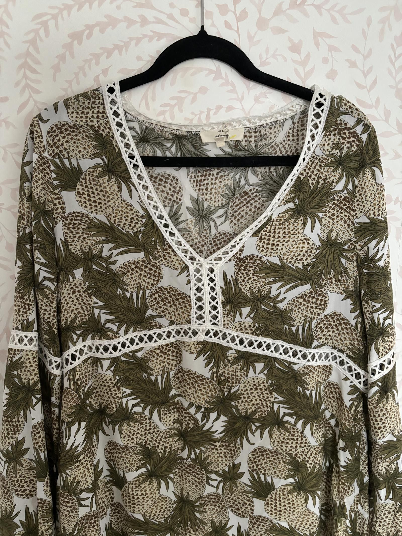 Designer EUC Entro Pineapple Boho Print Shift Dress/Tunic sz L Size L / US 10 / IT 46 - 4 Thumbnail