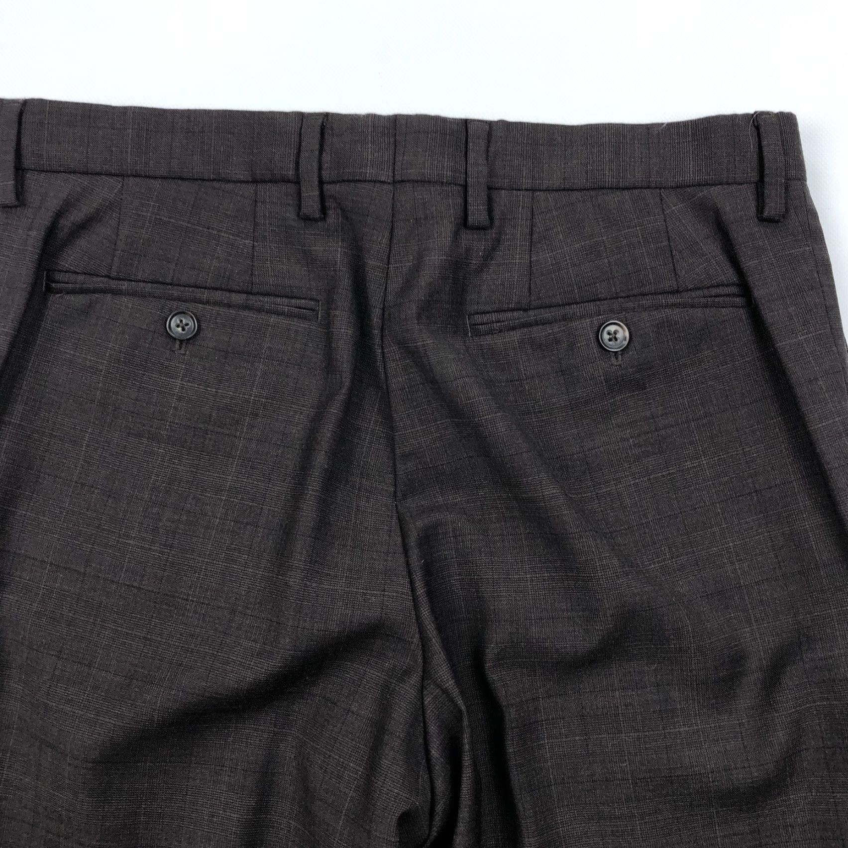 Banana Republic VINTAGE Banana Republic Classic Fit Pants Mens 33x32 Brown Wool Blend Plaid Check Dress Pants Size US 33 - 5 Thumbnail