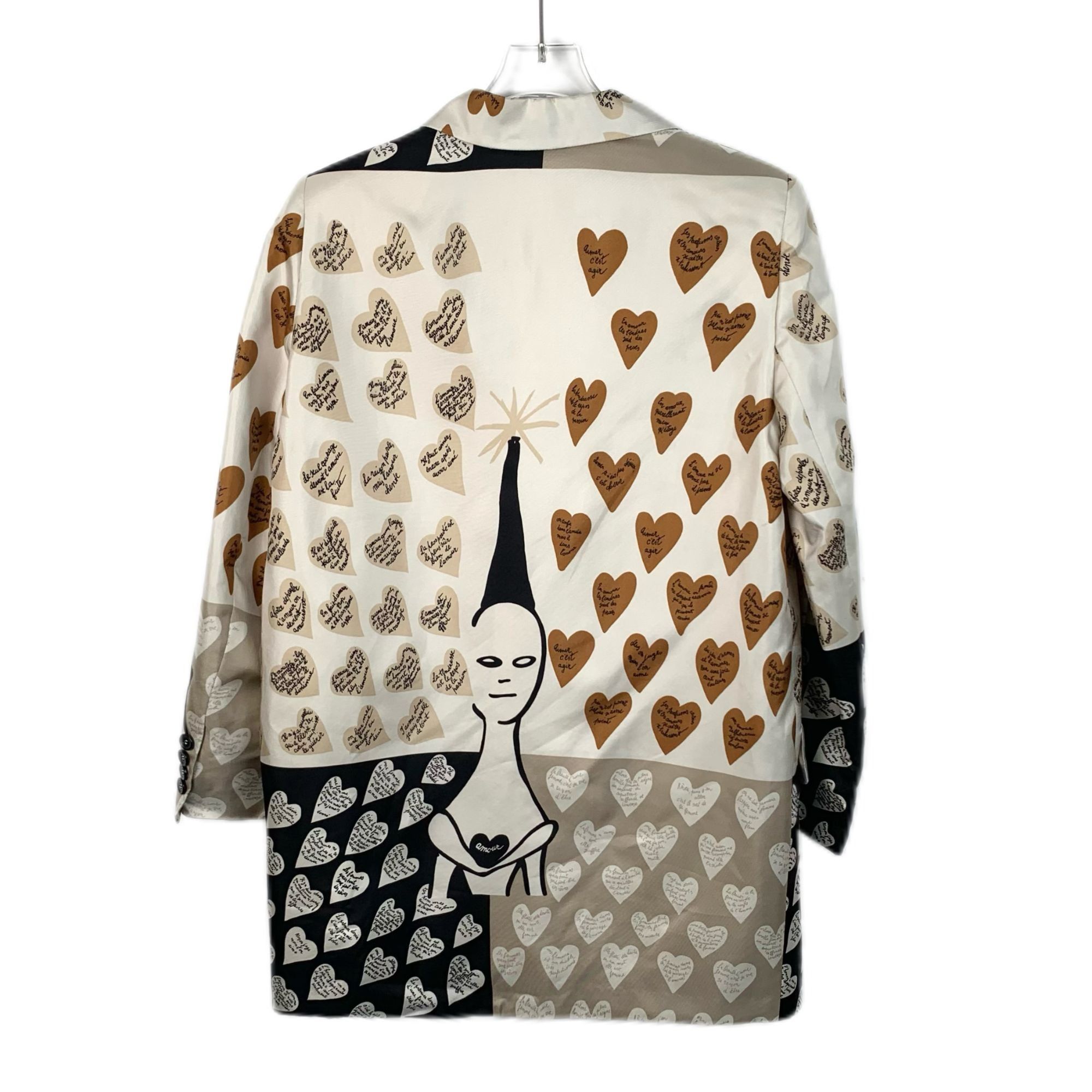Max Mara Maxmara Color-Blocked Heart Print Silk Blazer (Size 36/XS) Size XS / US 0-2 / IT 36-38 - 7 Thumbnail