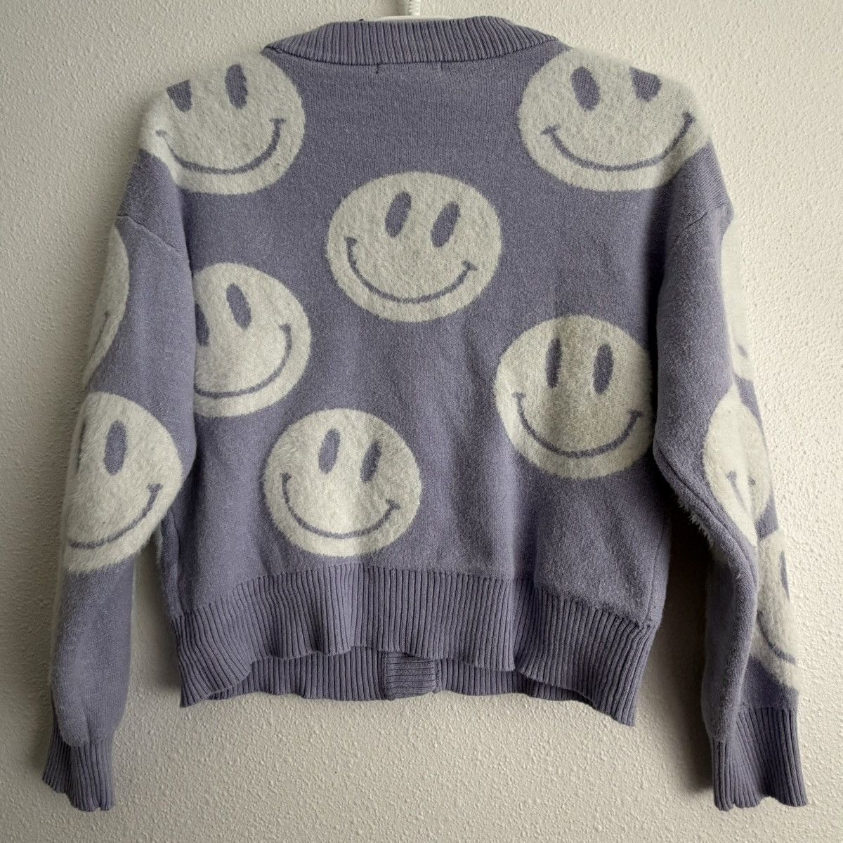 Other Nikka K Smiley Face Cardigan Sweater Juniors XS Lavender Y2K Size XS / US 0-2 / IT 36-38 - 7 Thumbnail