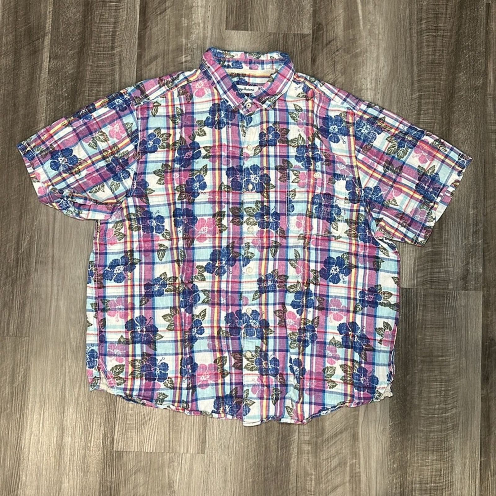 Tommy Bahama Tommy Bahama Floral Plaid Linen Blend Short Sleeve - XL Size US XL / EU 56 / 4 - 2 Thumbnail