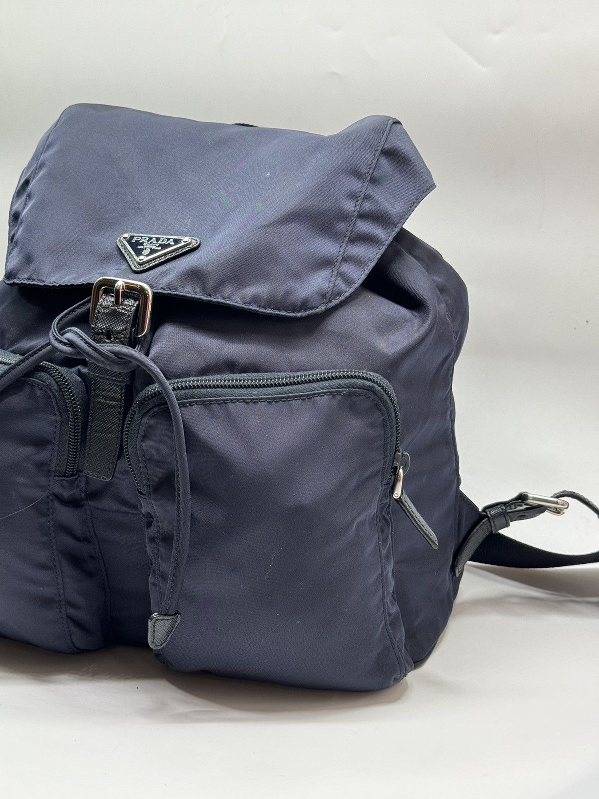 Prada Prada Zainetto Navy Tessuto Nylon Leather Backpack Rucksack Size ONE SIZE - 5 Thumbnail