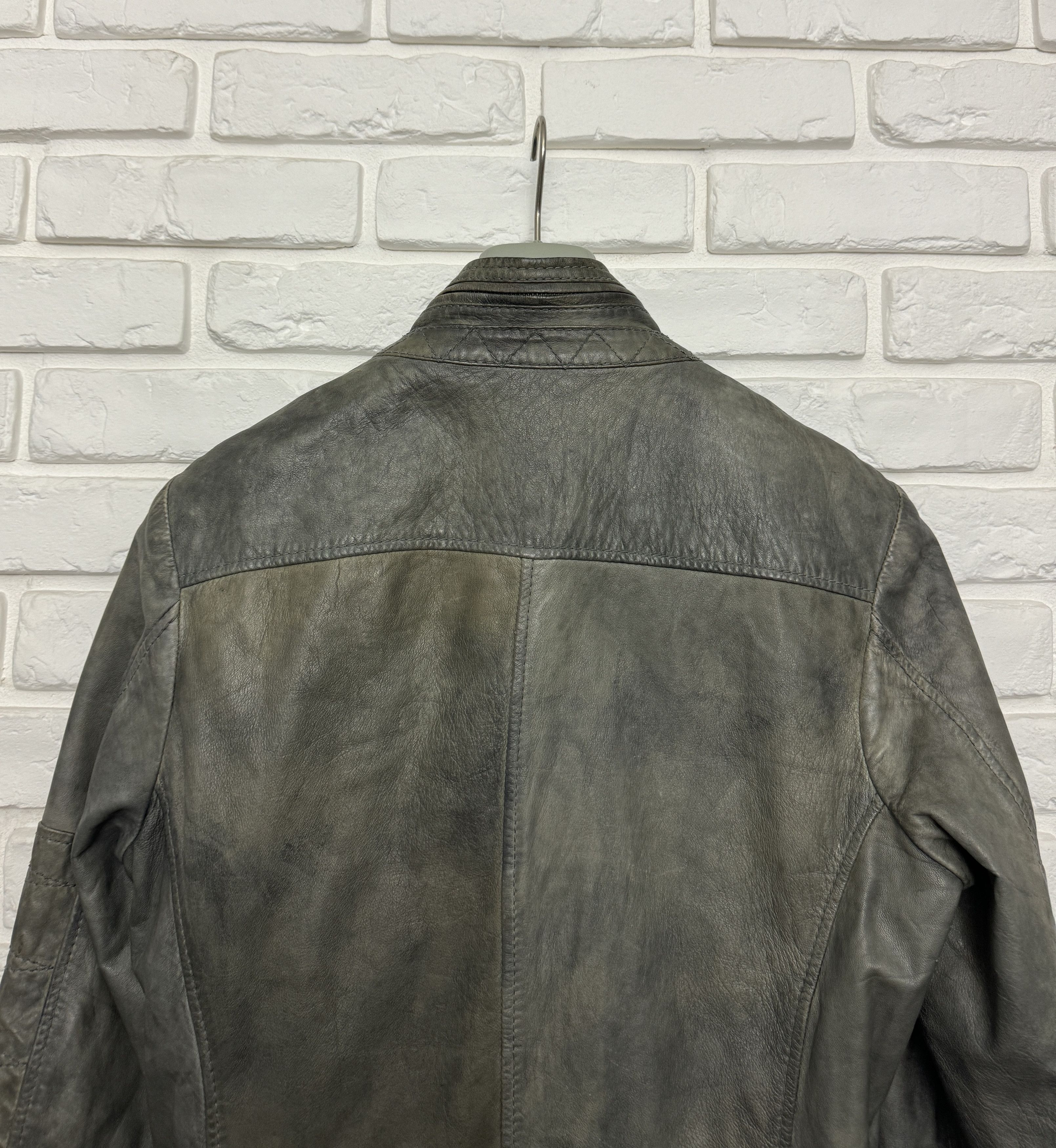 Diesel Men's Diesel Lamb Leather Jacket Biker Gray Olive Size S Size US S / EU 44-46 / 1 - 10 Thumbnail