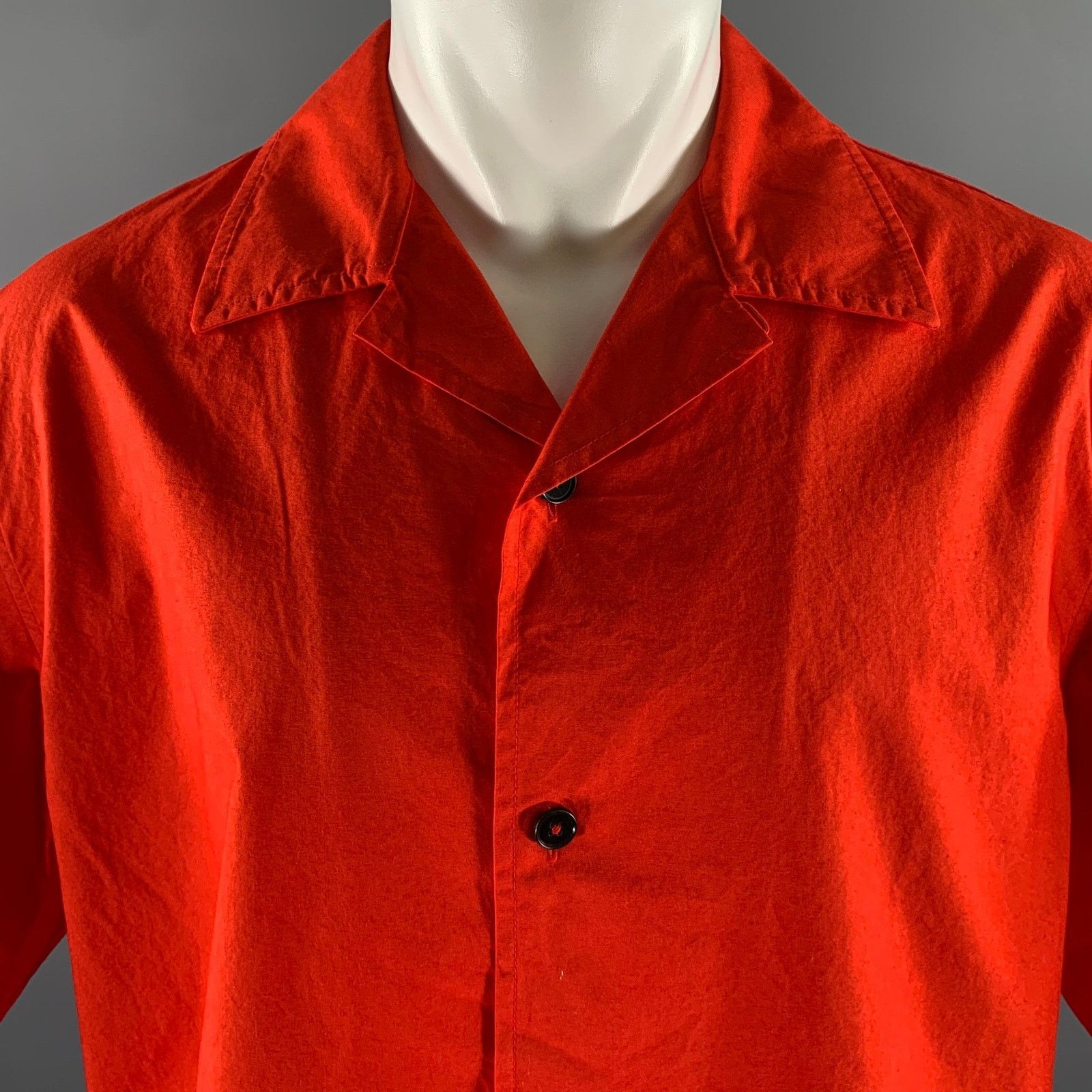 Jil Sander JIL SANDER Size L Red Cotton Camp Short Sleeve Shirt Size US L / EU 52-54 / 3 - 2 Thumbnail