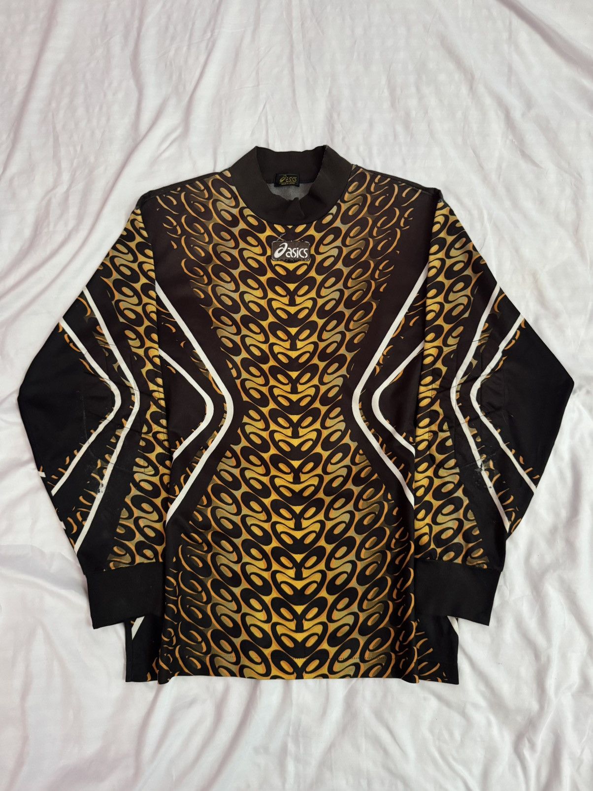Distressed Vintage 90s Asics Retro Flames Goalkeeper Jersey