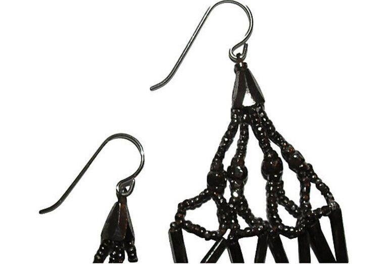 Designer Victorian Cut Steel Bead Drop Earrings Size ONE SIZE - 4 Thumbnail