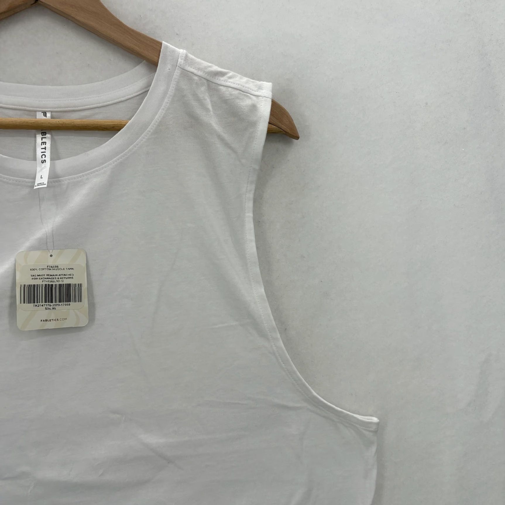 Fabletics Fabletics Muscle Tank Top Womens L White 100% Cotton Sleeveless Athletic NWT Shirt Size L / US 10 / IT 46 - 2 Thumbnail
