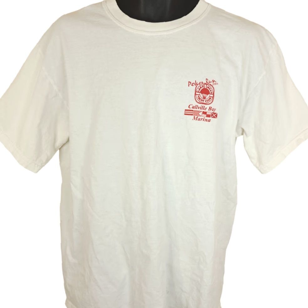 Gildan VINTAGE Lake Mead Yacht Club T Shirt Mens Size L Y2K 2004 Poker Run Callville Bay Marina White Cotton Gildan Short Sleeve Crew Neck 90s Sailing Size US L / EU 52-54 / 3 - 2 Thumbnail