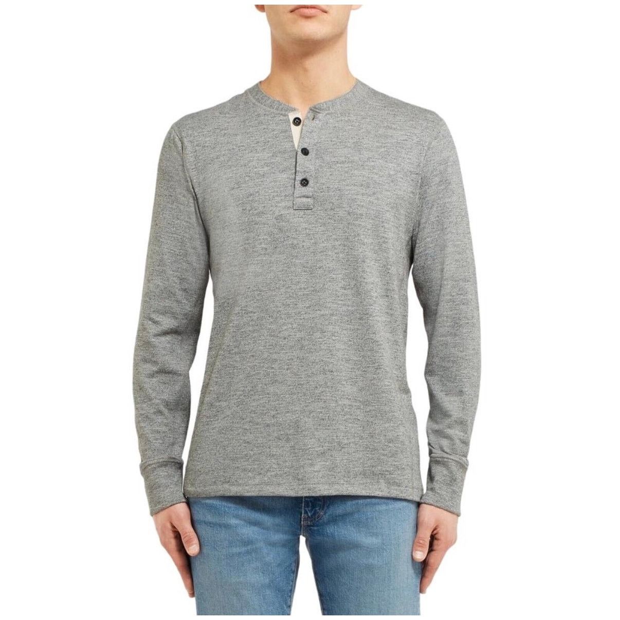 Rag & Bone 0268 Rag & Bone Classic Long Sleeve Henley Shirt Grey Size US L / EU 52-54 / 3 - 1 Thumbnail