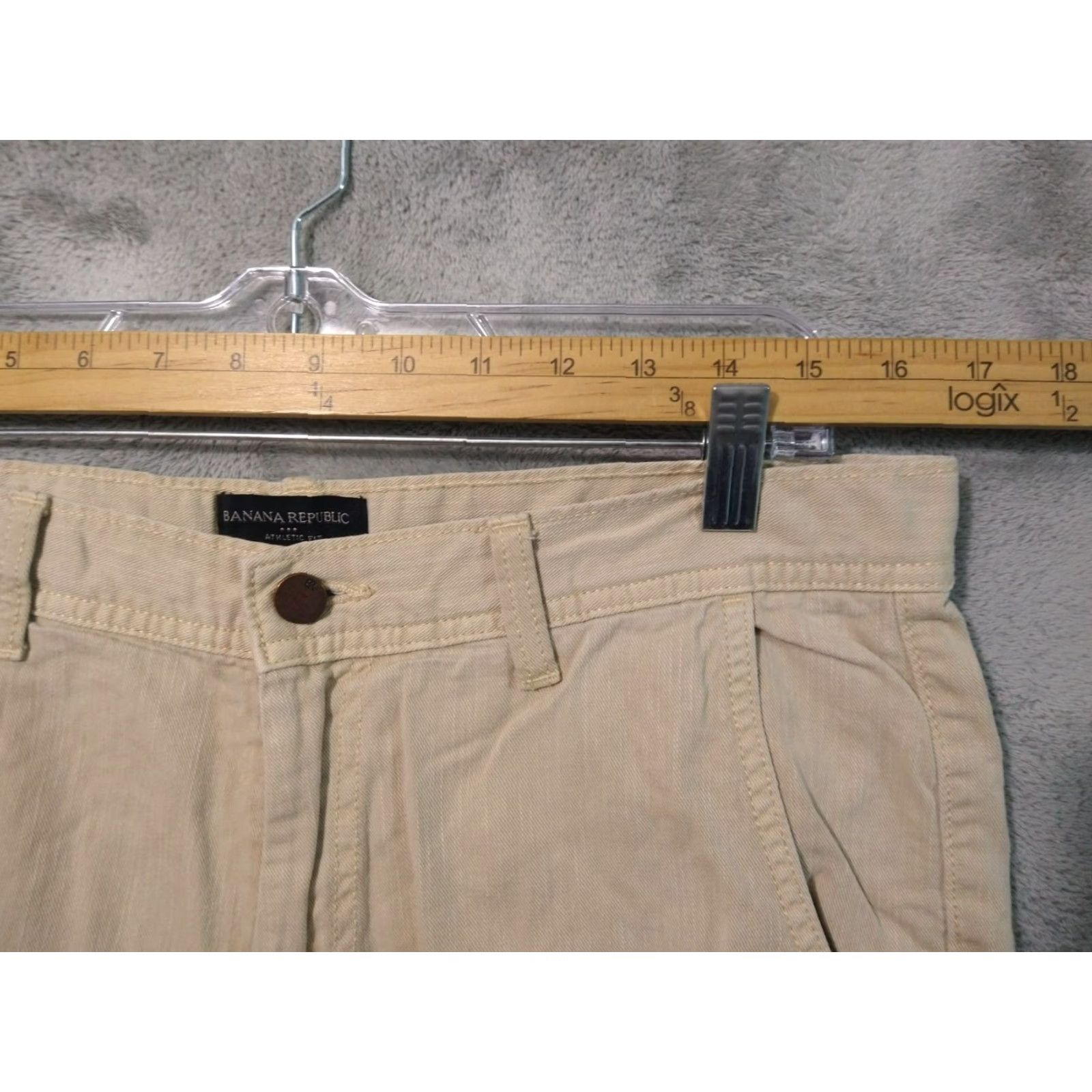 Banana Republic Banana Republic Pants Mens 33x30 Beige Chino Athletic Tapered Fit Preppy Casual Travel Size US 33 - 3 Thumbnail
