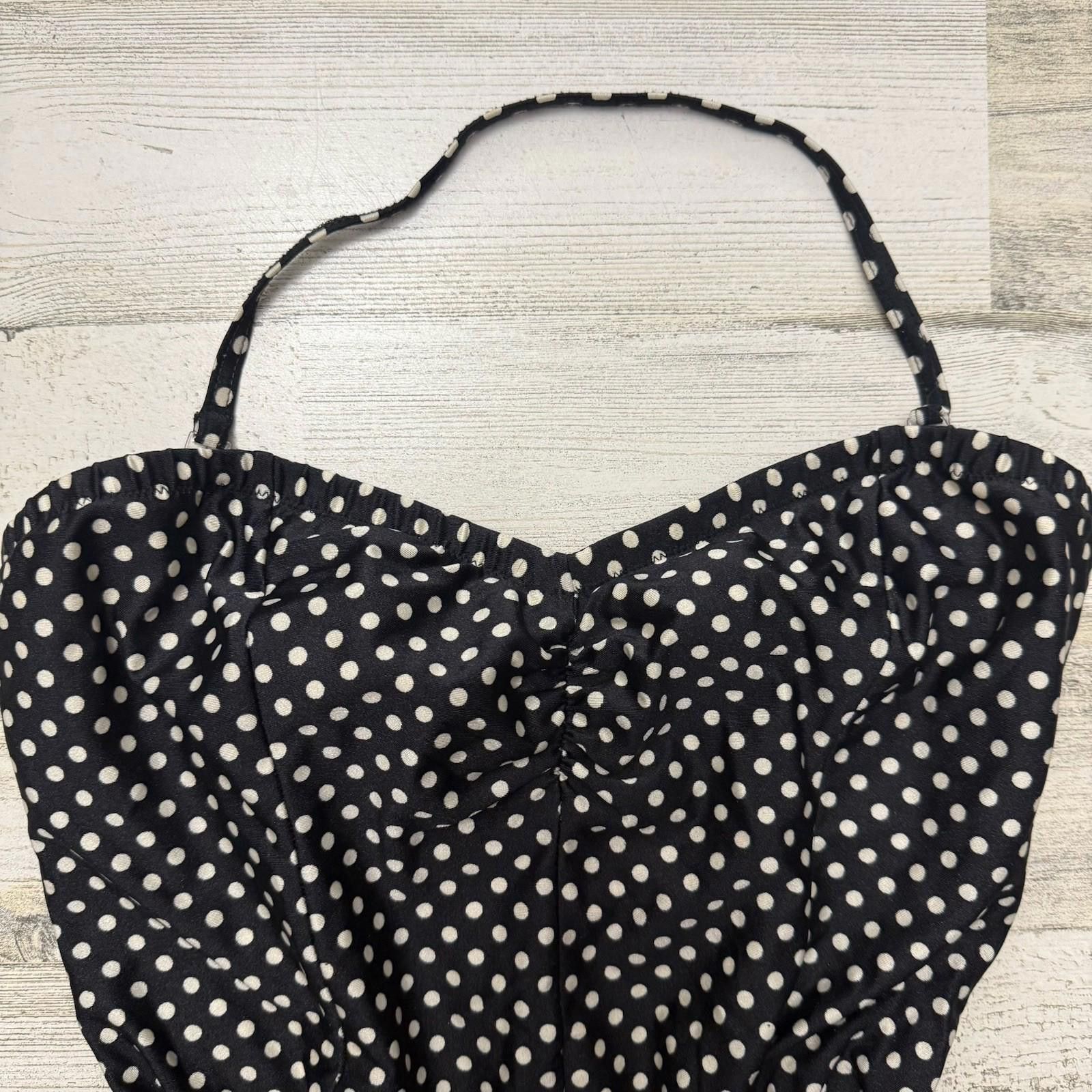Designer 80s Retro Polka Dot Halter Fit To Flared Bathing Suit Sz 14 Size ONE SIZE - 3 Thumbnail