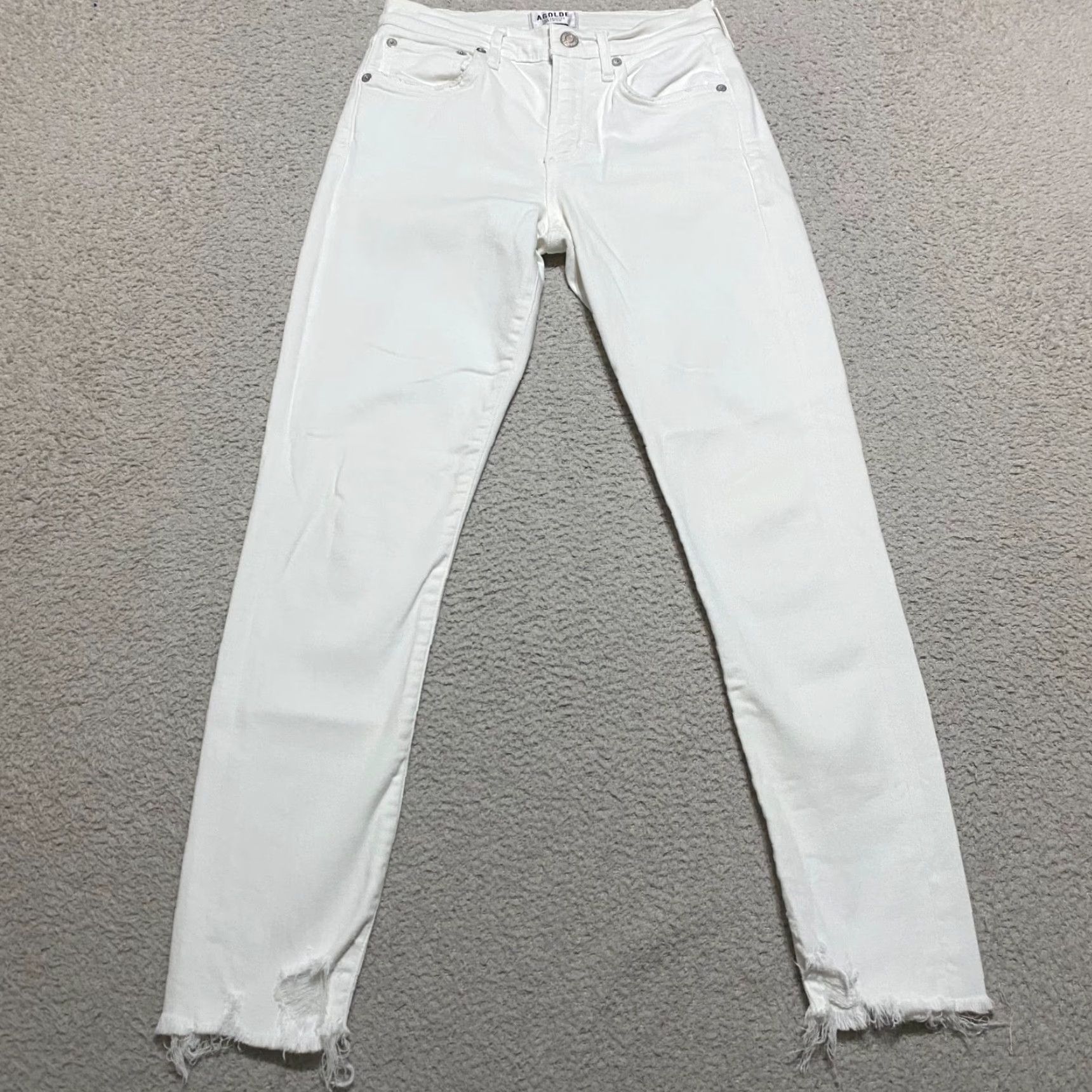 Agolde AGOLDE Womens Jeans White Light Wash 25 High Rise Slim Straight 5-Pocket Denim Size 42" / US 20 - 2 Thumbnail