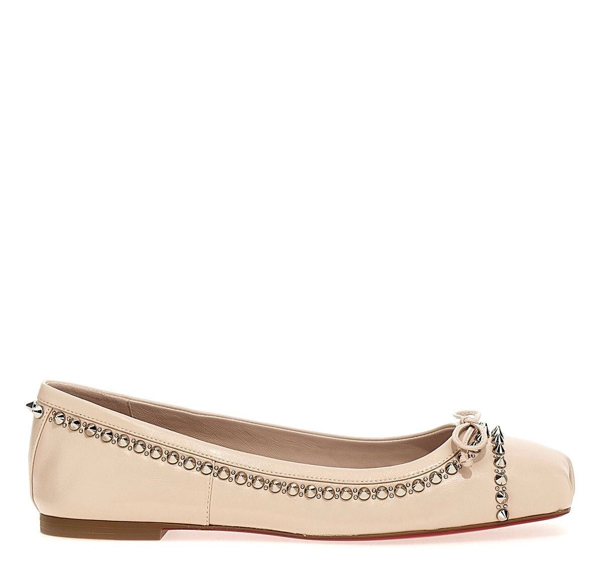 image of Christian Louboutin Mamadrague Spikes Ballerinas Size 37.5 in Beige, Women's