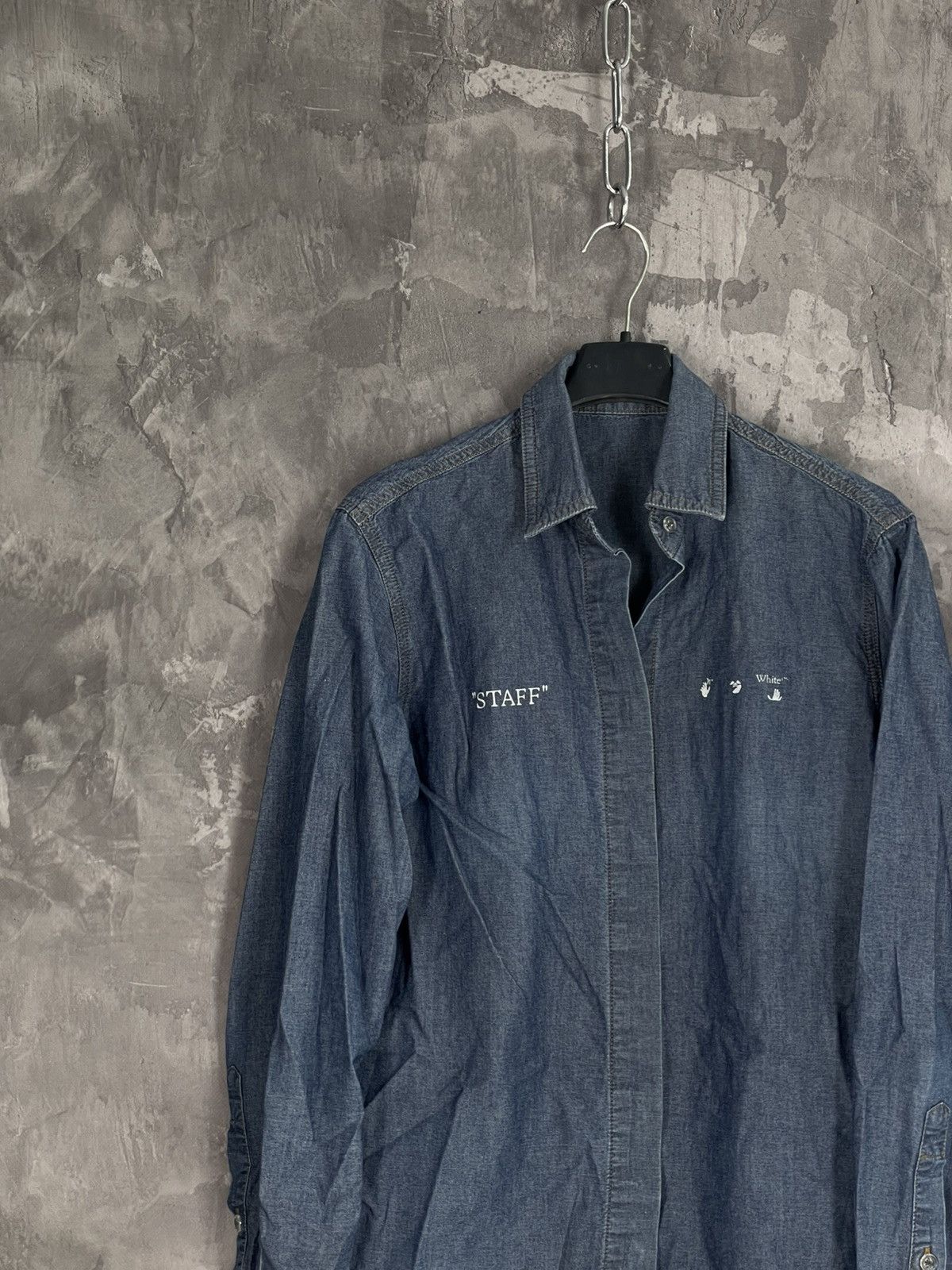 Off-White Off-White Big Logo Denim Hypebeast Style shirt Size US S / EU 44-46 / 1 - 4 Thumbnail