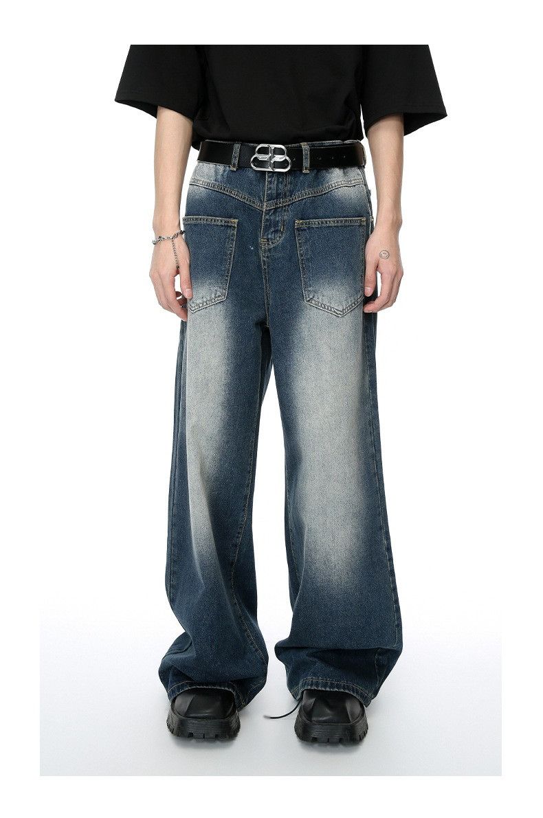 image of Blue Baggy Fadded Wash Denim Jeans, Men's (Size 32)