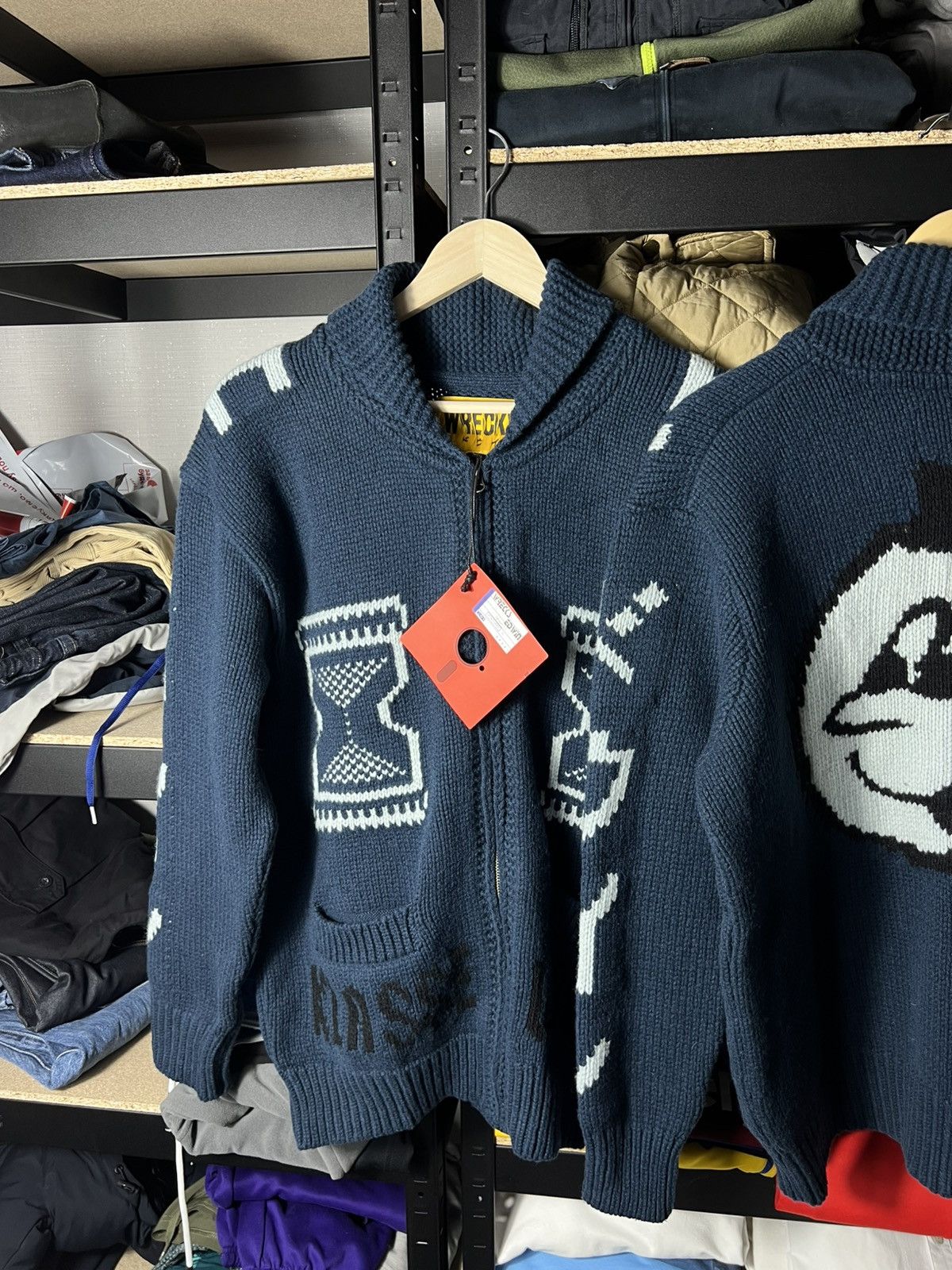 Edwin NWT Edwin x Klasse Wrecks Timer Cardigan Navy Size M Y2K Size US M / EU 48-50 / 2 - 6 Thumbnail
