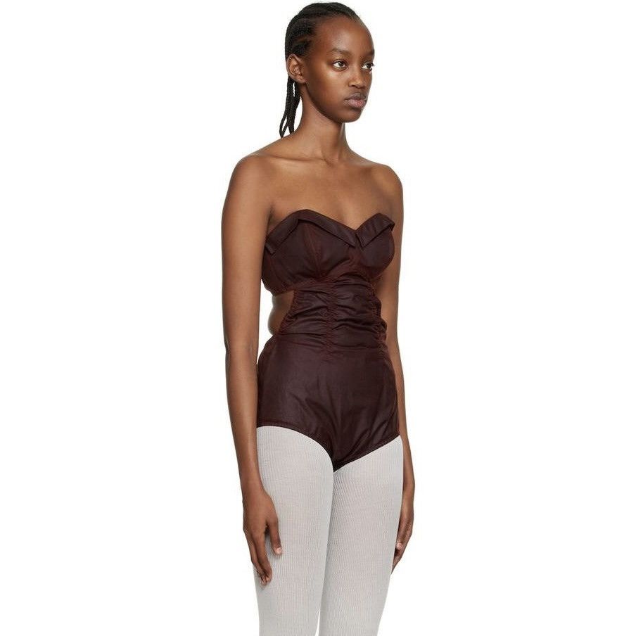 Maison Margiela AW22 waxed cotton bodysuit sweetheart ruched one piece Size M / US 6-8 / IT 42-44 - 7 Thumbnail