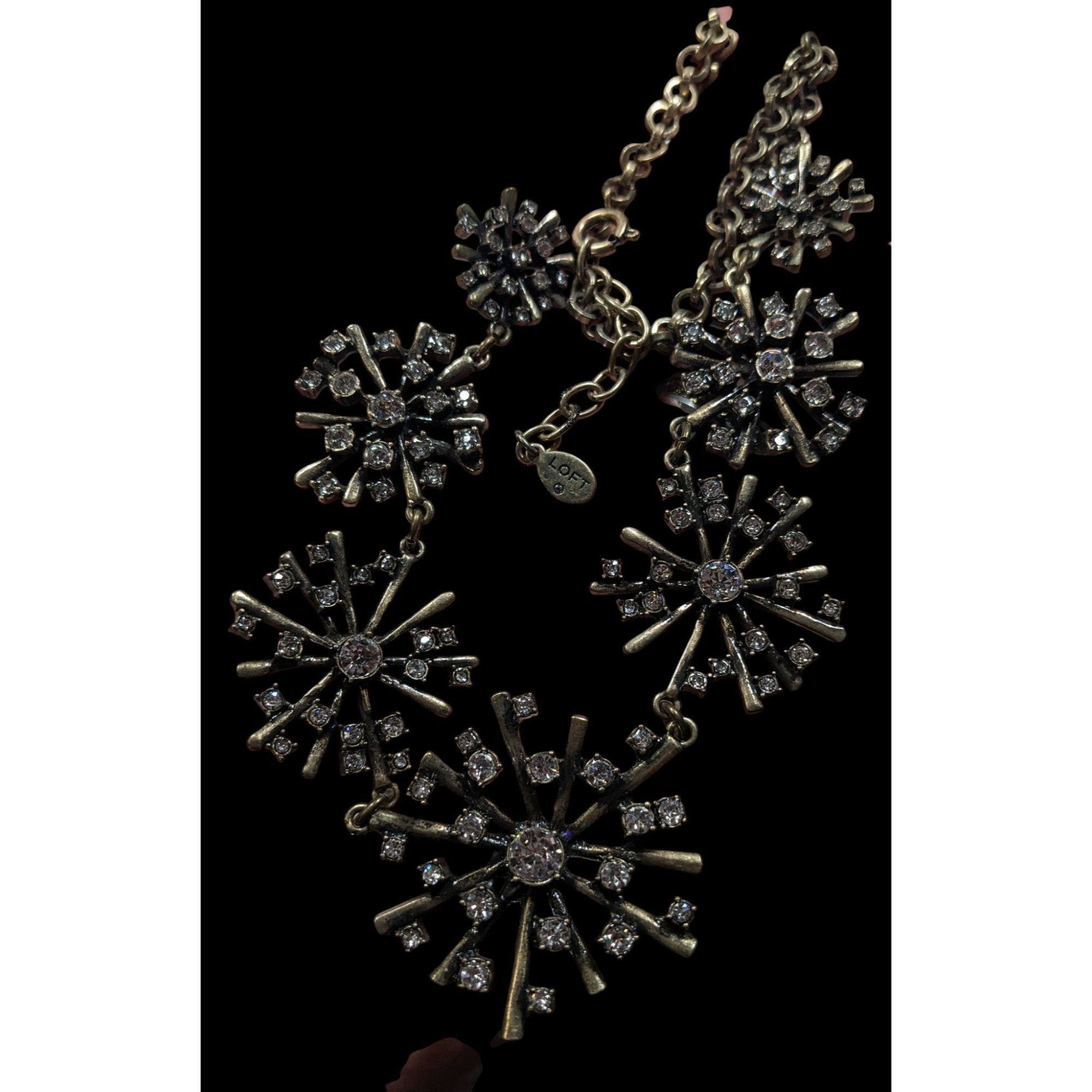 Loft Vintage Loft Crystal Burst Snowflake Statement Necklace Size ONE SIZE - 3 Thumbnail