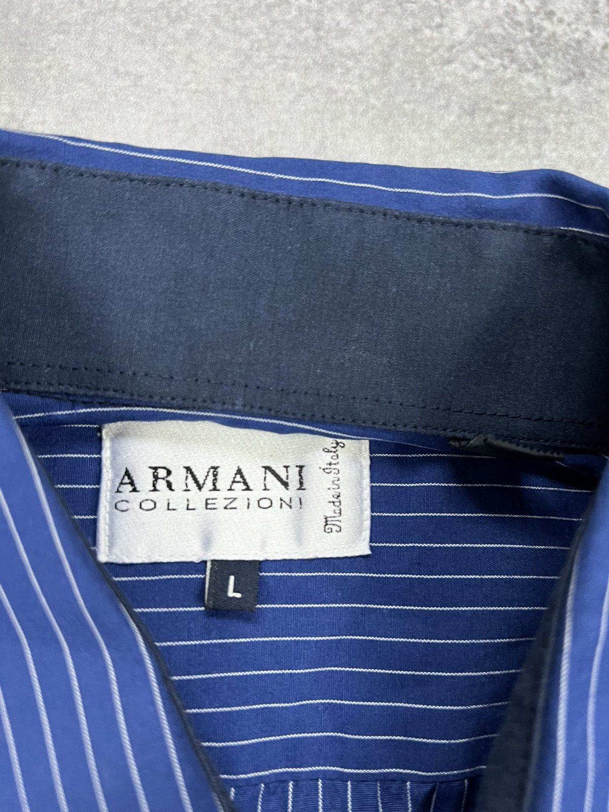 Armani Collezioni Armani Collezioni Blue Striped Mens Button Up Shirt Classic Size US L / EU 52-54 / 3 - 3 Thumbnail
