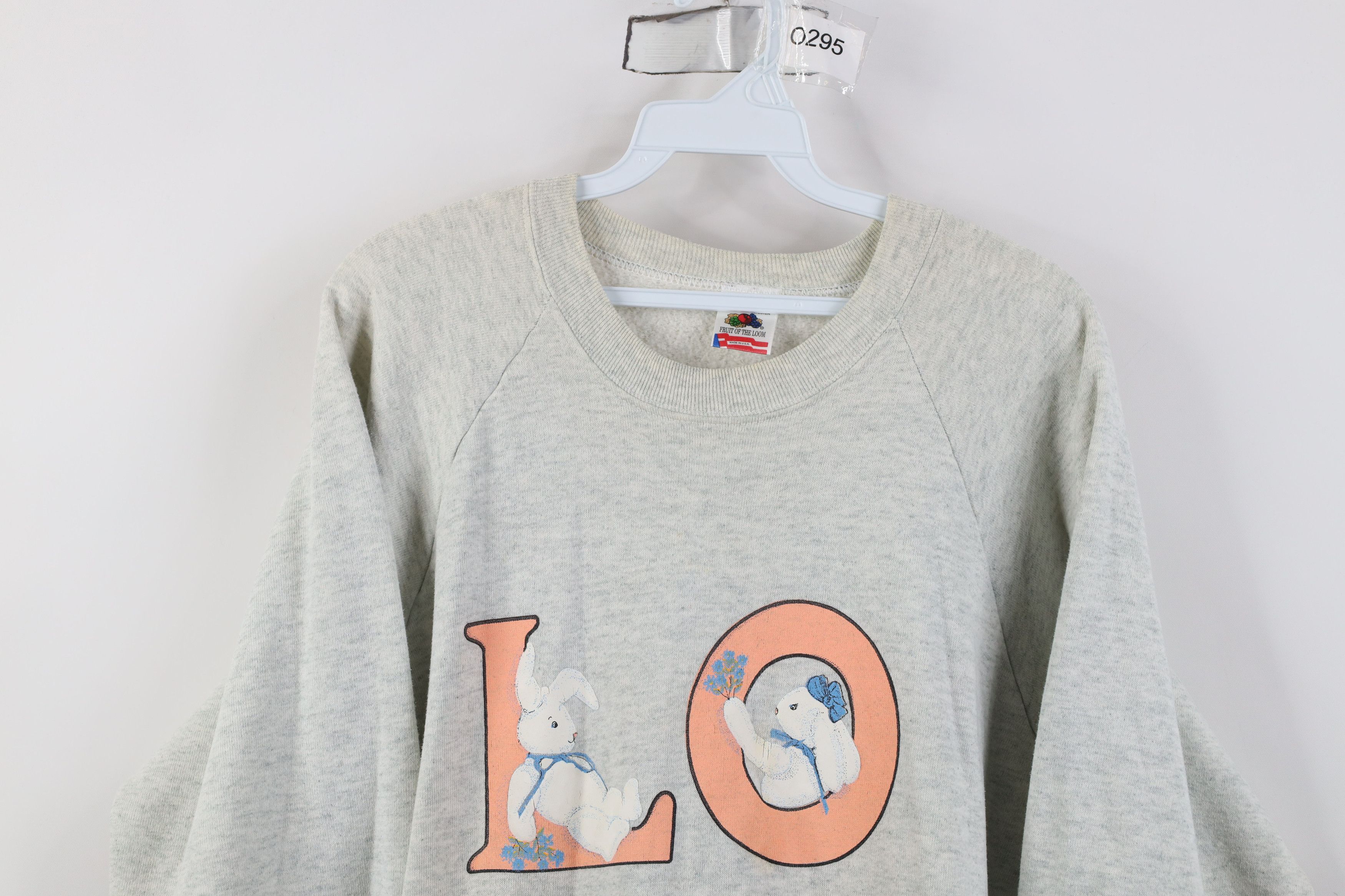 Vintage Vintage 90s Streetwear Love Easter Bunny Sweatshirt Gray USA Size XL / US 12-14 / IT 48-50 - 2 Thumbnail