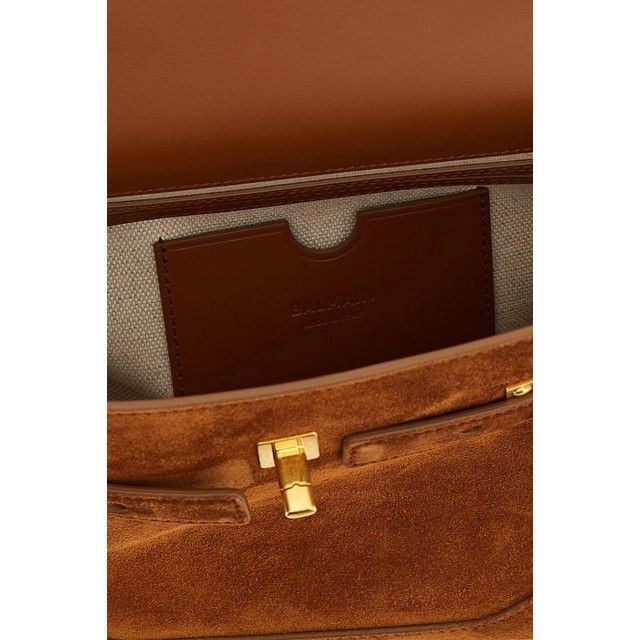 Balmain BALMAIN B-Buzz 23 Brown Suede Top Handle Bag New & Authentic Size ONE SIZE - 4 Thumbnail