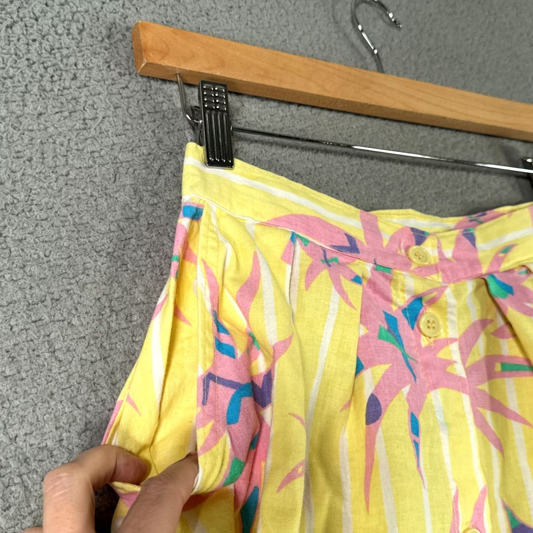 Wrangler VINTAGE Wrangler Palm Tree Skirt High Midi 9/25 80s 90s Denim Cotton Floral Yellow Womens Skirt Size 30" / US 8 / IT 44 - 7 Thumbnail