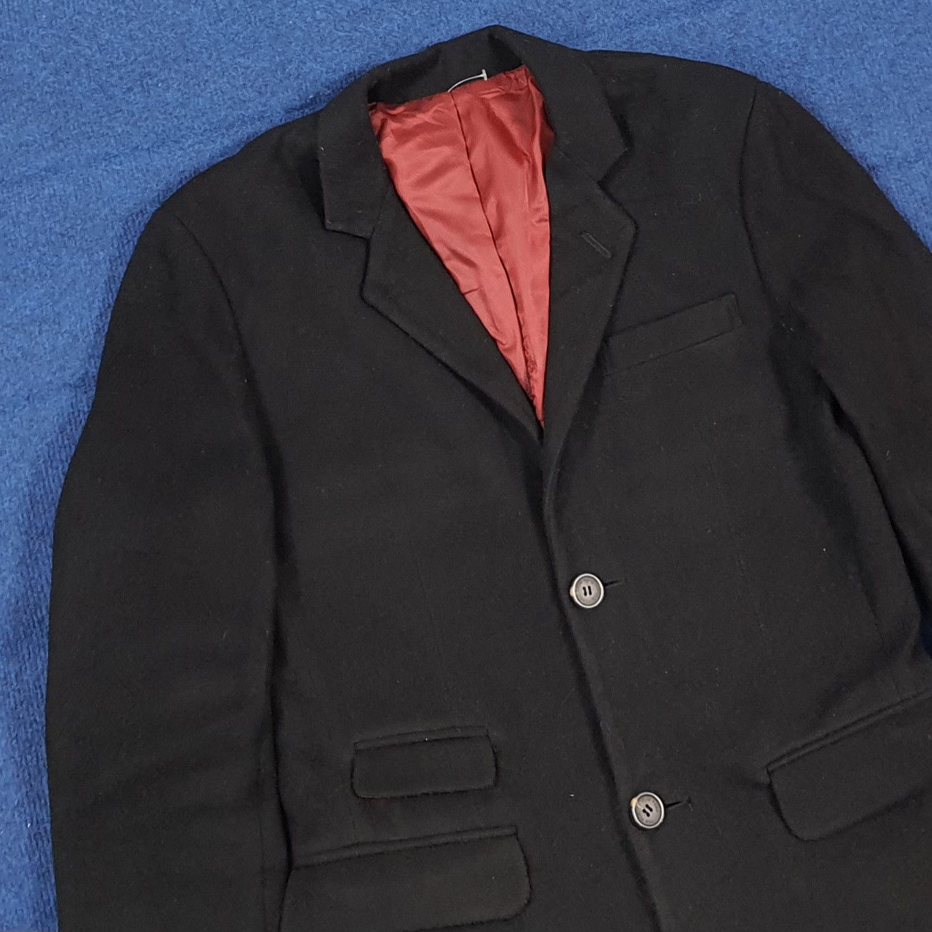 Tom Ford TOM FORD Black Overcoat with Red Satin Lining C307N11 Size 44S - 2 Thumbnail