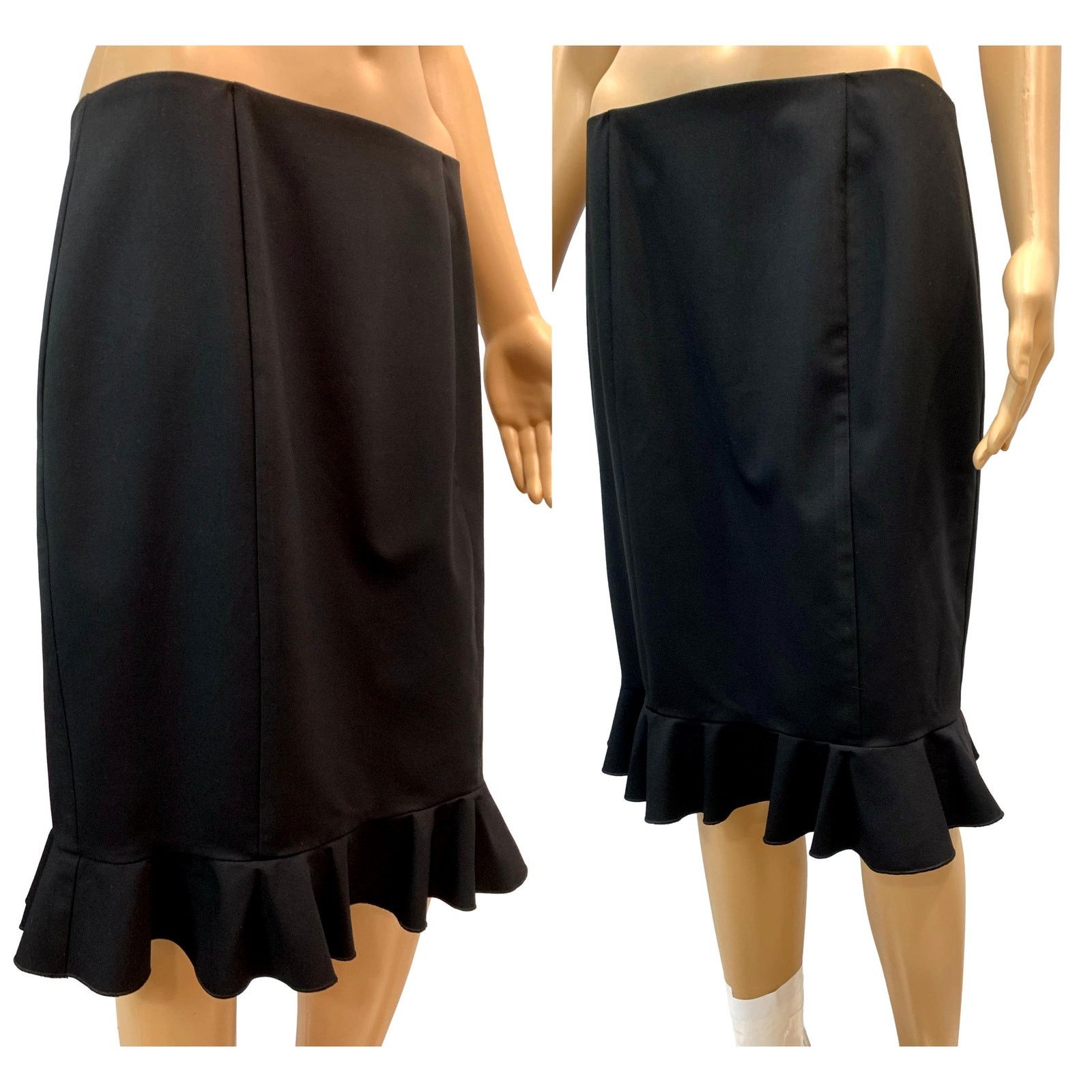 Trina Turk Trina Turk BLACK Pencil Skirt Flounce Hem | STRETCH | size 6 Size 28" / US 6 / IT 42 - 5 Thumbnail