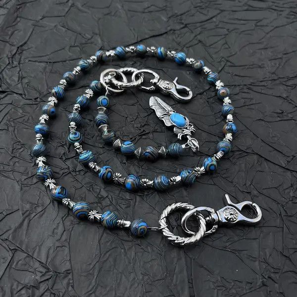 Jewelry Blue Beaded Wallet Chain Chain, Belt Chain, Pants Chain Size ONE SIZE - 3 Thumbnail