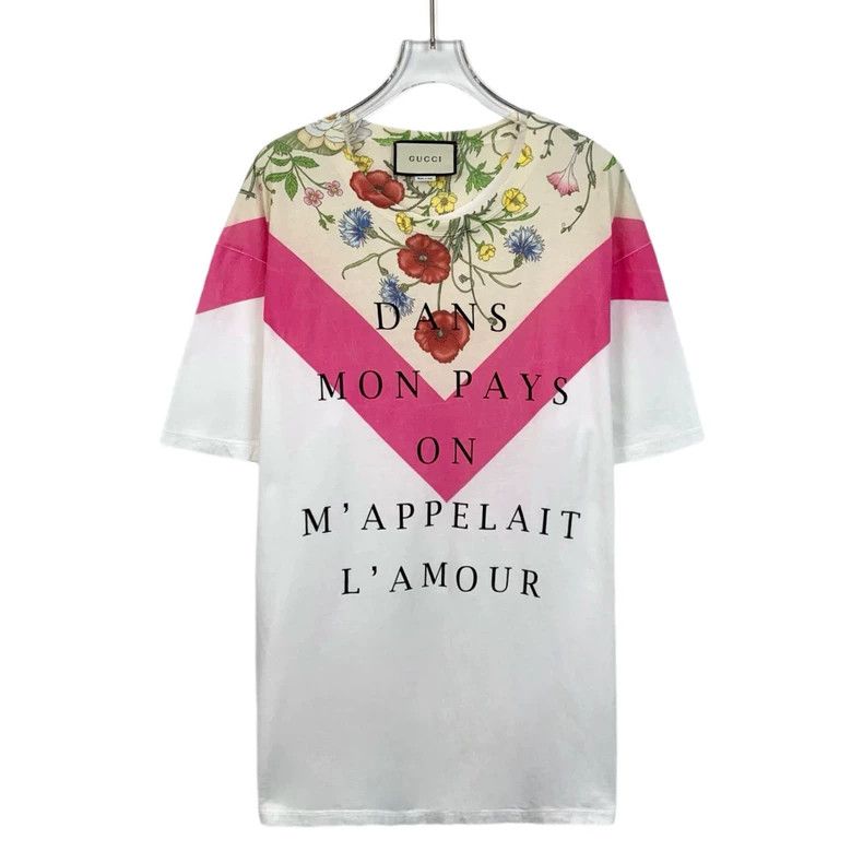 Gucci Gucci White letter floral printed cotton round-neck short-s Size US S / EU 44-46 / 1 - 1 Thumbnail