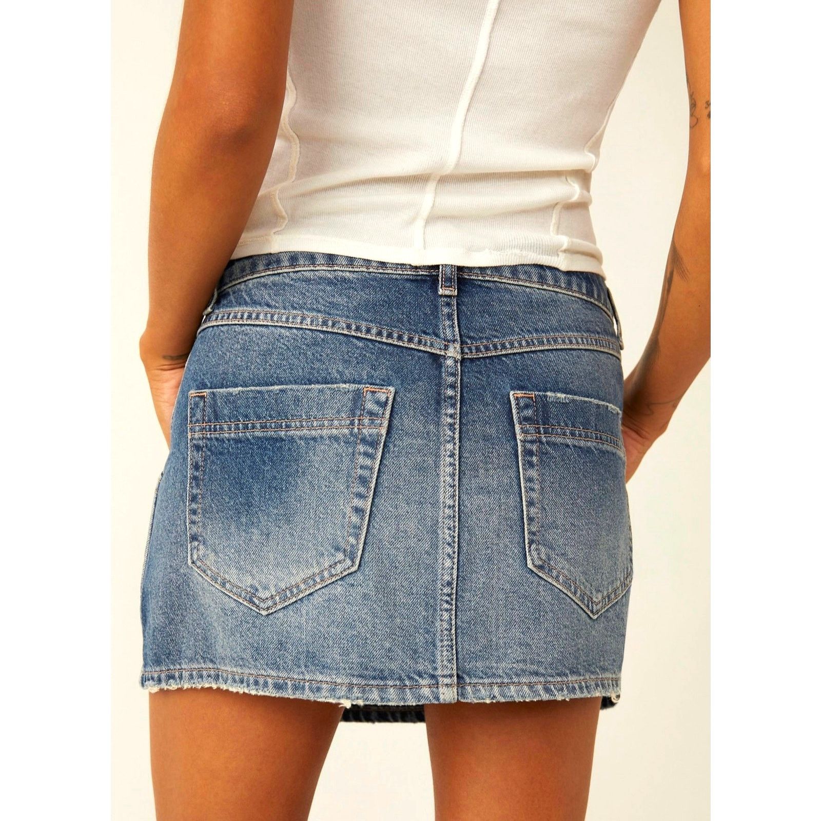 Free People Free People We The Free Wynne Denim Skirt Cornflower size 29 Size 29" - 7 Thumbnail