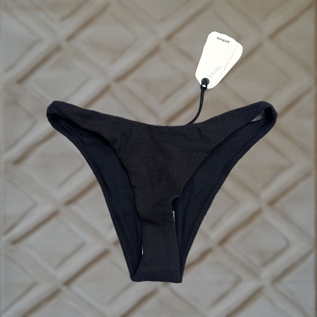 Prana Bikini Bottom Womens XS Black Textured Lahari Scrunch Classic Swimwear NWT