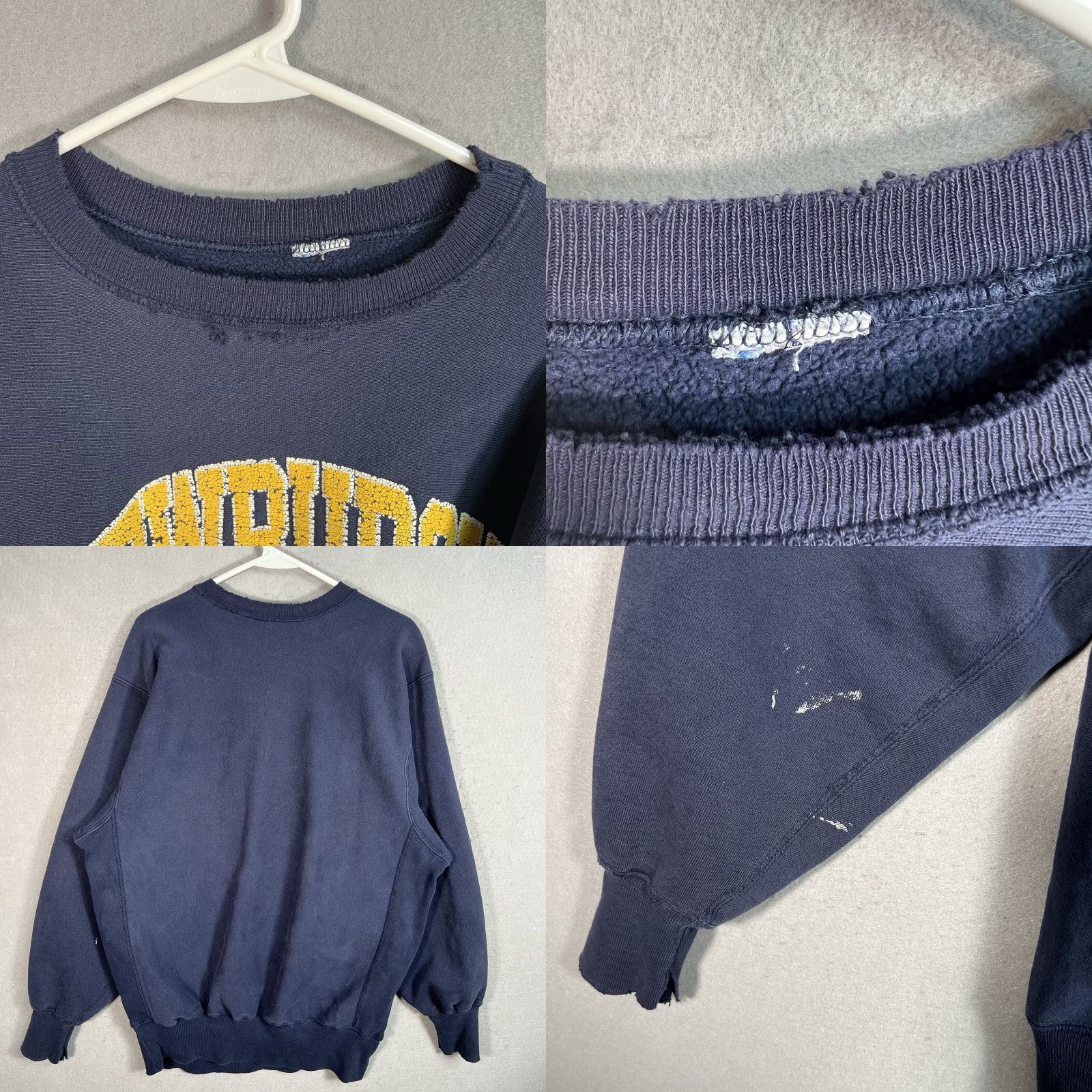 Champion VINTAGE Champion Sweatshirt Adult Large Blue Mens 80s Reverse Weave Newburgh Crew Neck Long Sleeve Cotton Blend Pullover Size US L / EU 52-54 / 3 - 8 Thumbnail