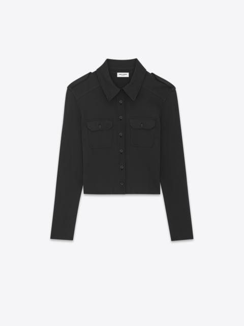 Saint Laurent Paris o1bcso1str0325 Cropped Polo Shirt In Knit in Black Size S / US 4 / IT 40 - 1 Preview