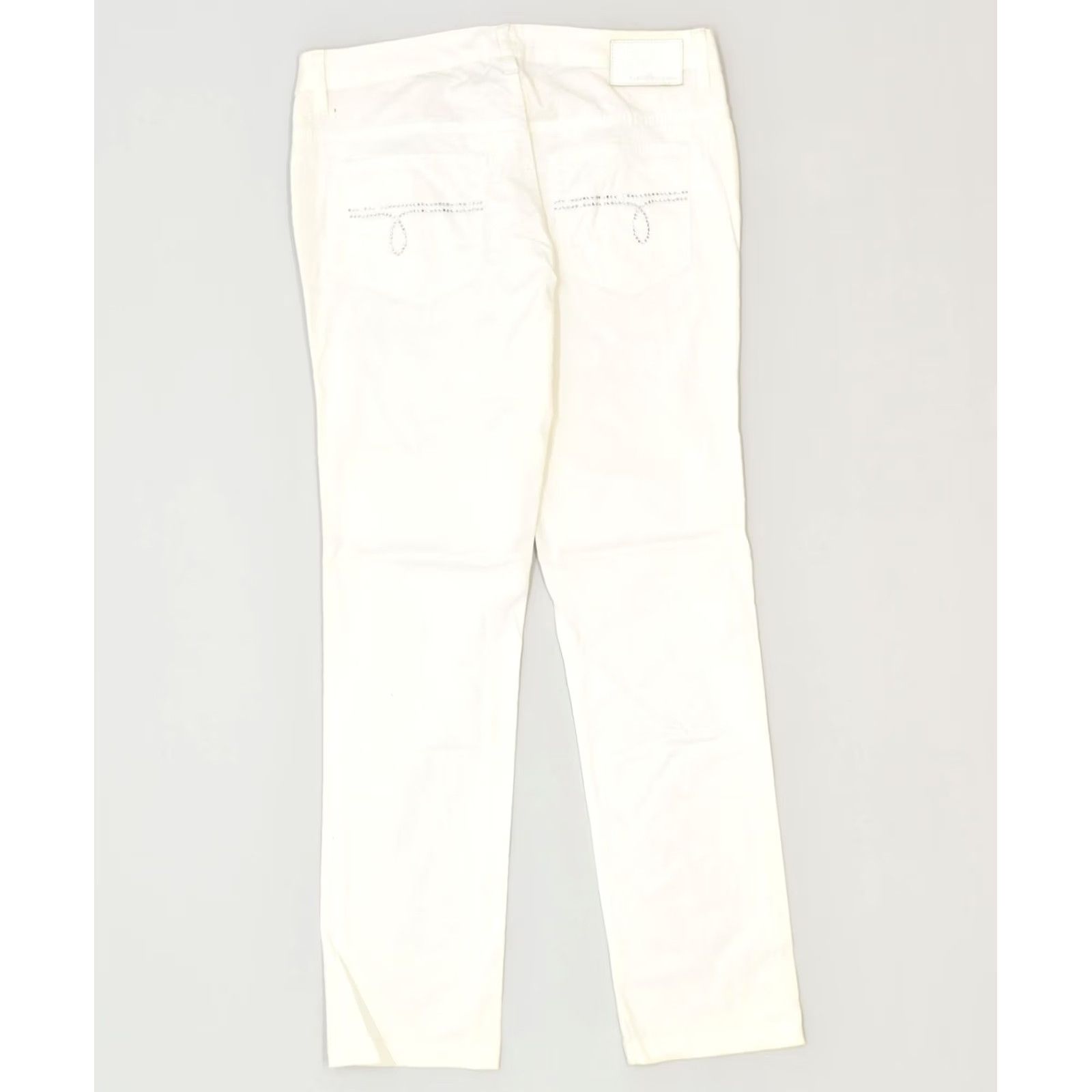 Calvin Klein CALVIN KLEIN Womens Slim Casual Trousers White Cotton Classic W30 L34 Size 30" / US 8 / IT 44 - 2 Thumbnail