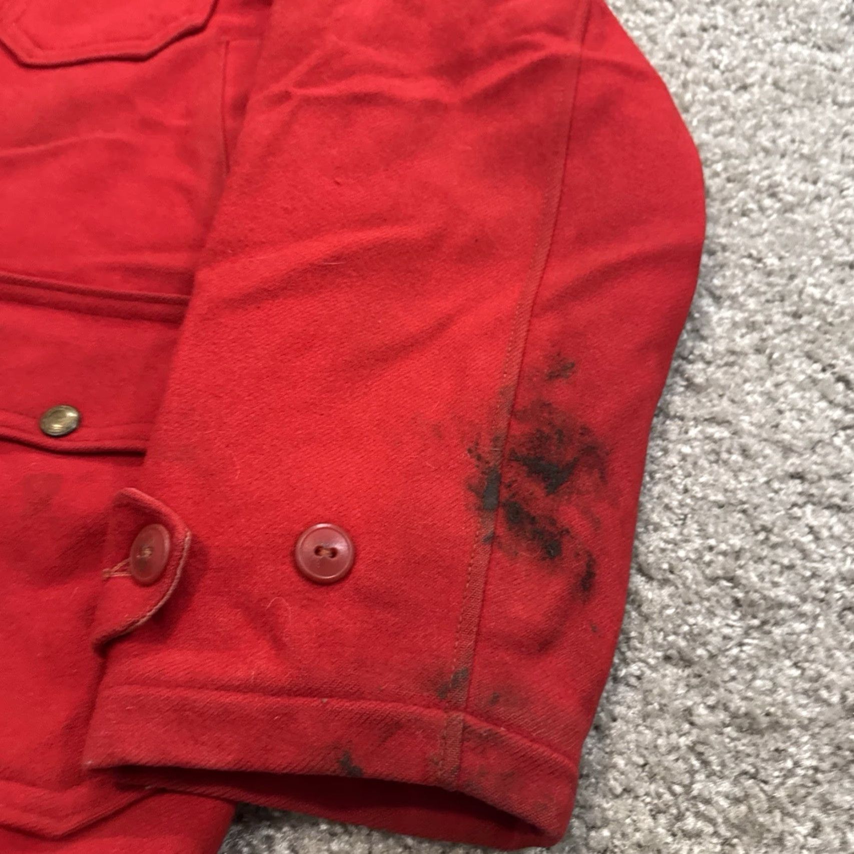 Vintage VINTAGE Woolrich Red Wool Button Front Barn Chore Jacket Coat Bird Lining XL Men Overcoat Button Front Red Bird Lined Woolrich Jacket Coat Mens Size US XL / EU 56 / 4 - 5 Thumbnail