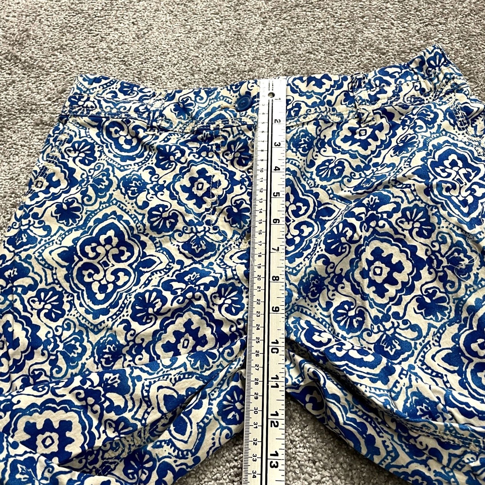 Vintage Chico's Cropped Pants Blue Floral Womens Small Cotton 30x20 Reg US 0 XS? Size 30" / US 8 / IT 44 - 5 Thumbnail