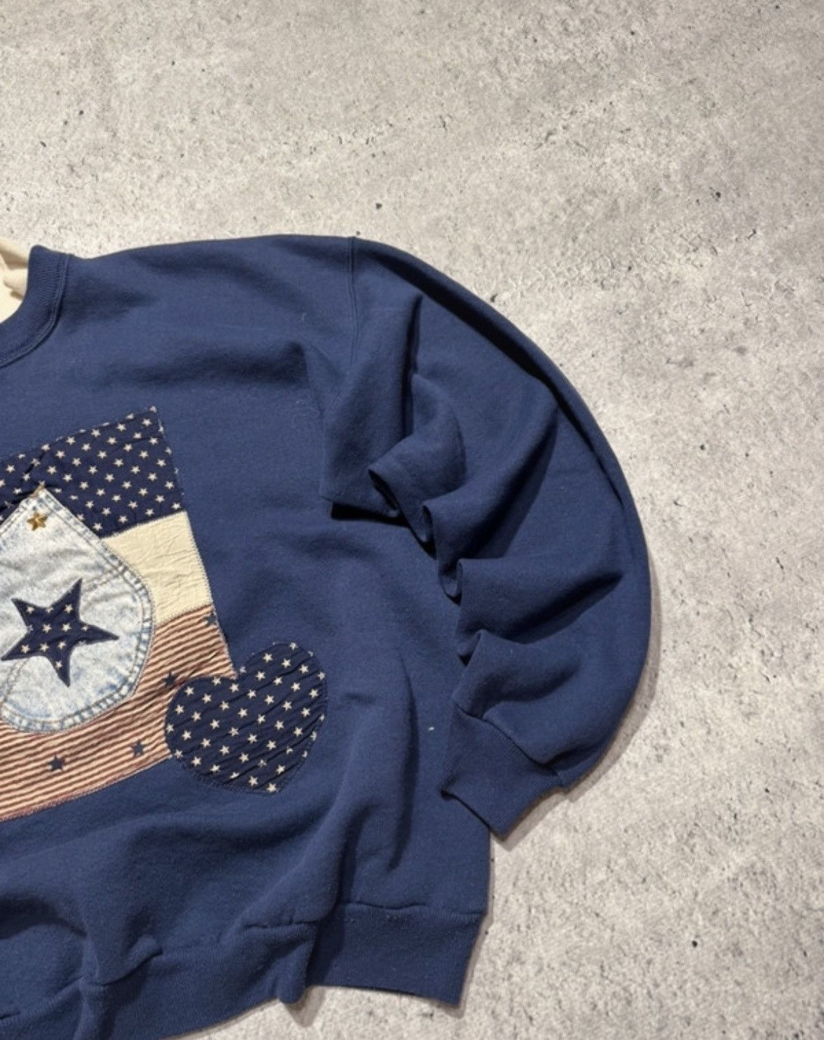 Hanes × Vintage Vintage Hanes Sweatshirt Navy Blue Patchwork Retro 90s Size US M / EU 48-50 / 2 - 4 Thumbnail