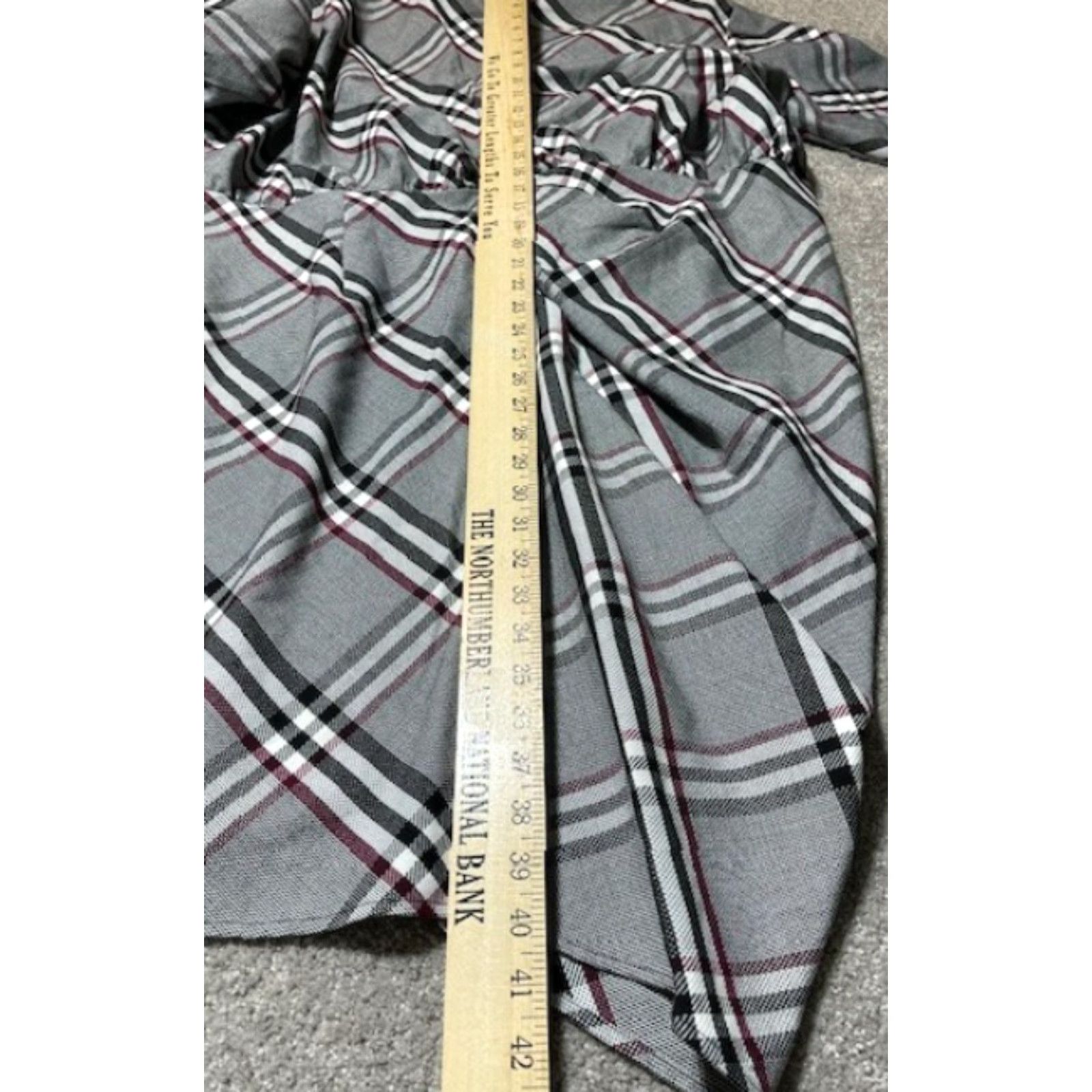 Vintage Gabrielle Union Wrap Dress Plus Size 3 Long Sleeve V-Neck Houndstooth Plaid Gray, Women, Dress, Wrap, 3, Plus, Gray Size XS / US 0-2 / IT 36-38 - 5 Thumbnail