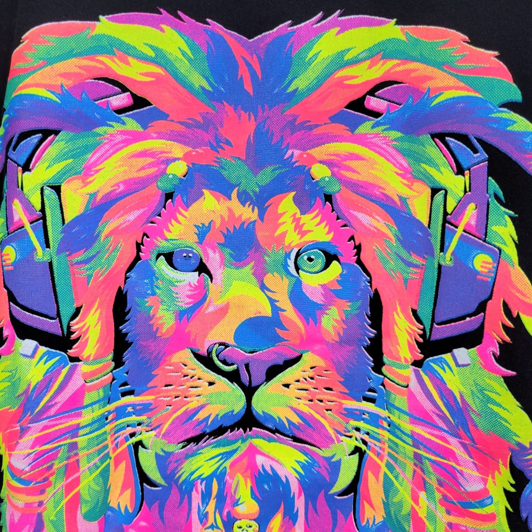 Doublet Vtg Thessh Women's T-Shirt Black Double-Sided Neon LION Sz M Y2K Printed Shirt Womens Kid/Adult? Size M / US 6-8 / IT 42-44 - 6 Thumbnail