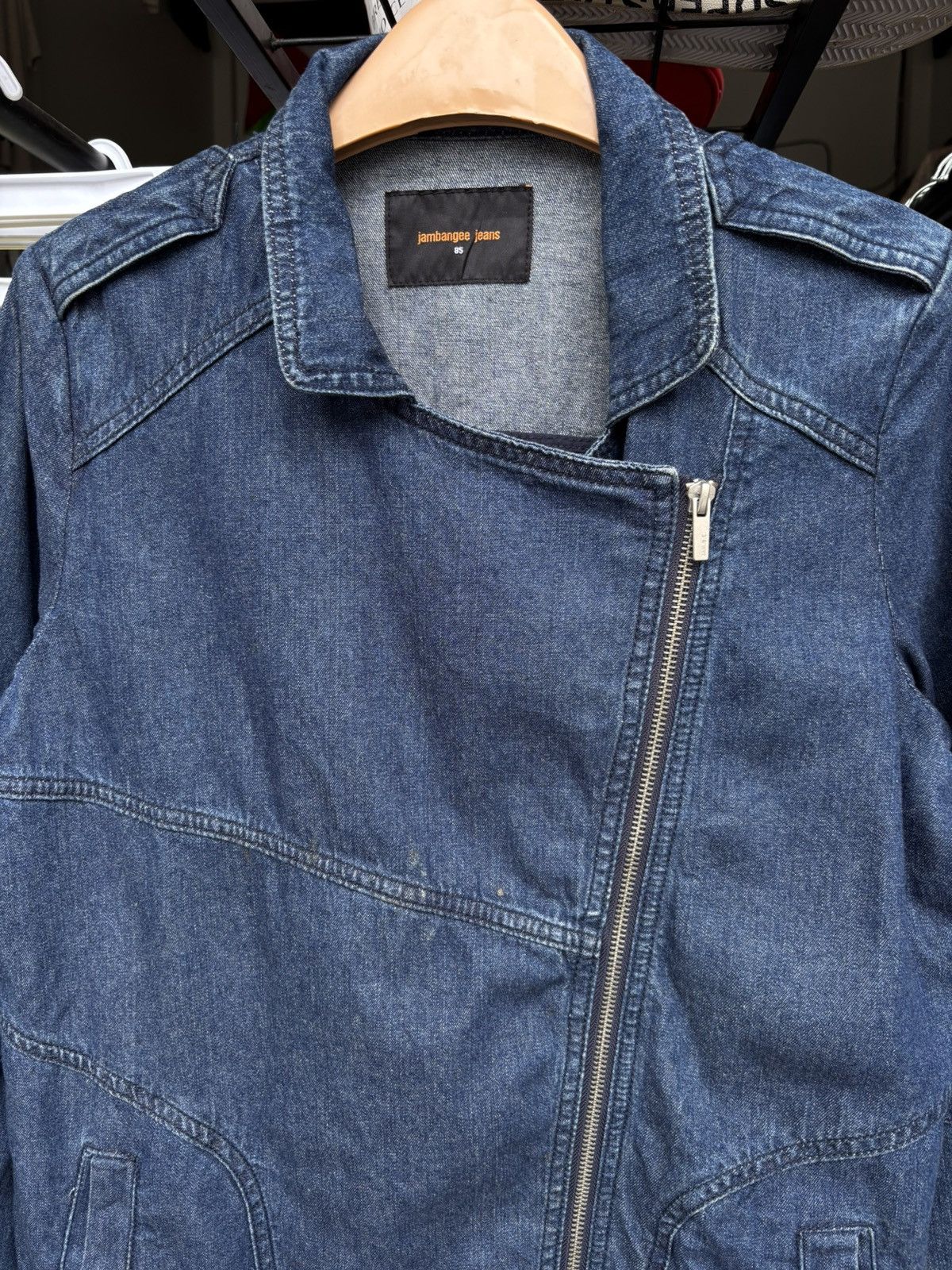 Japanese Brand Vintage Asymmetrical Denim Jacket by Jambangee Jeans Size US L / EU 52-54 / 3 - 3 Thumbnail