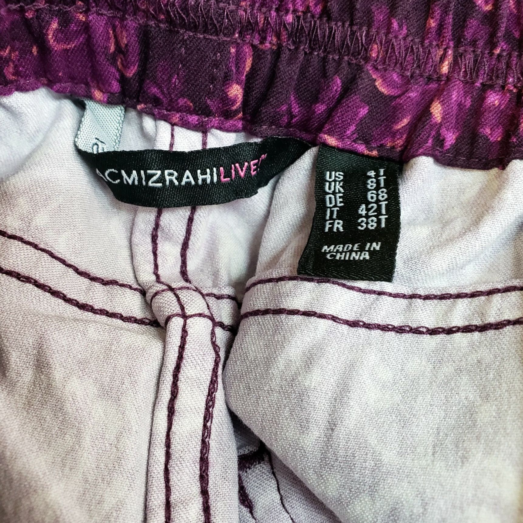 Isaac Mizrahi Isaac Mizrahi Live Womens Pants Pull On 4 Tall Purple Floral Cotton Blend Tailored 33.5 Inseam Womens Size 27" / US 4 / IT 40 - 6 Thumbnail