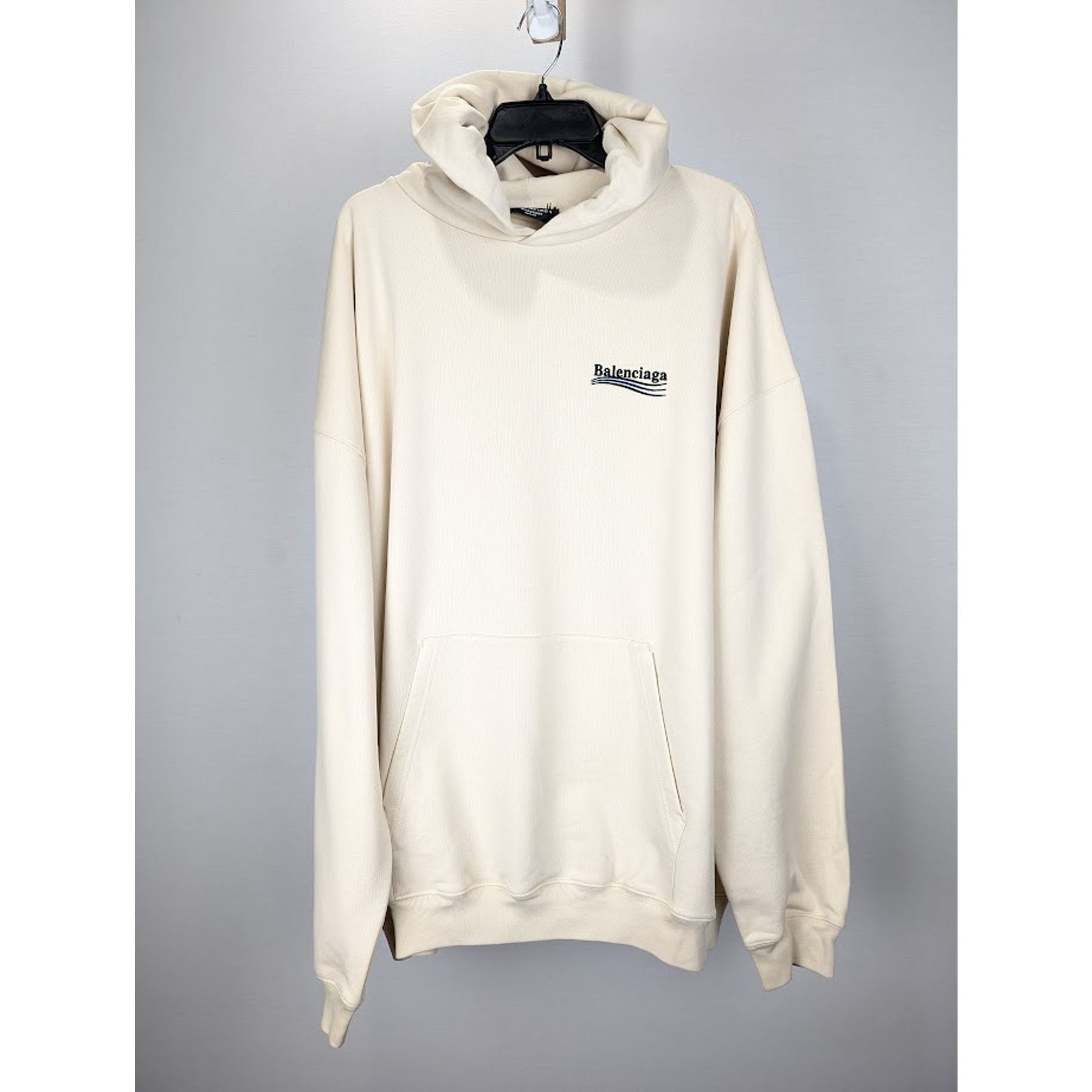Balenciaga o1rshd1 Hoodie Embroider Pol Bouclette in Cream/Black/Blue Size US M / EU 48-50 / 2 - 1 Thumbnail