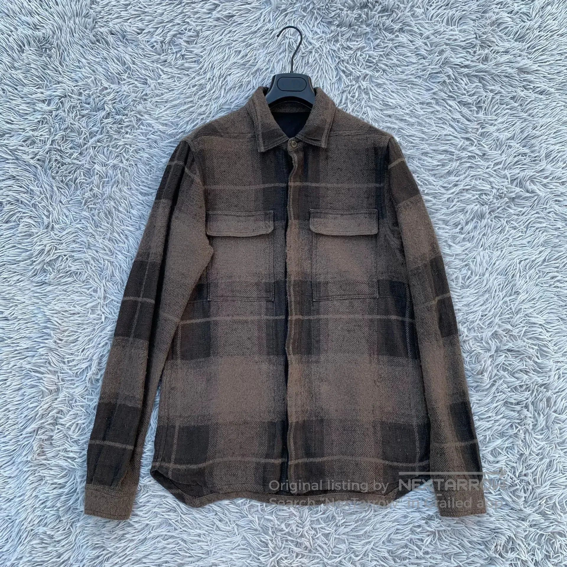 Rick Owens Rick Owens Brown Plaid Wool Shirt. Size US M / EU 48-50 / 2 - 1 Thumbnail