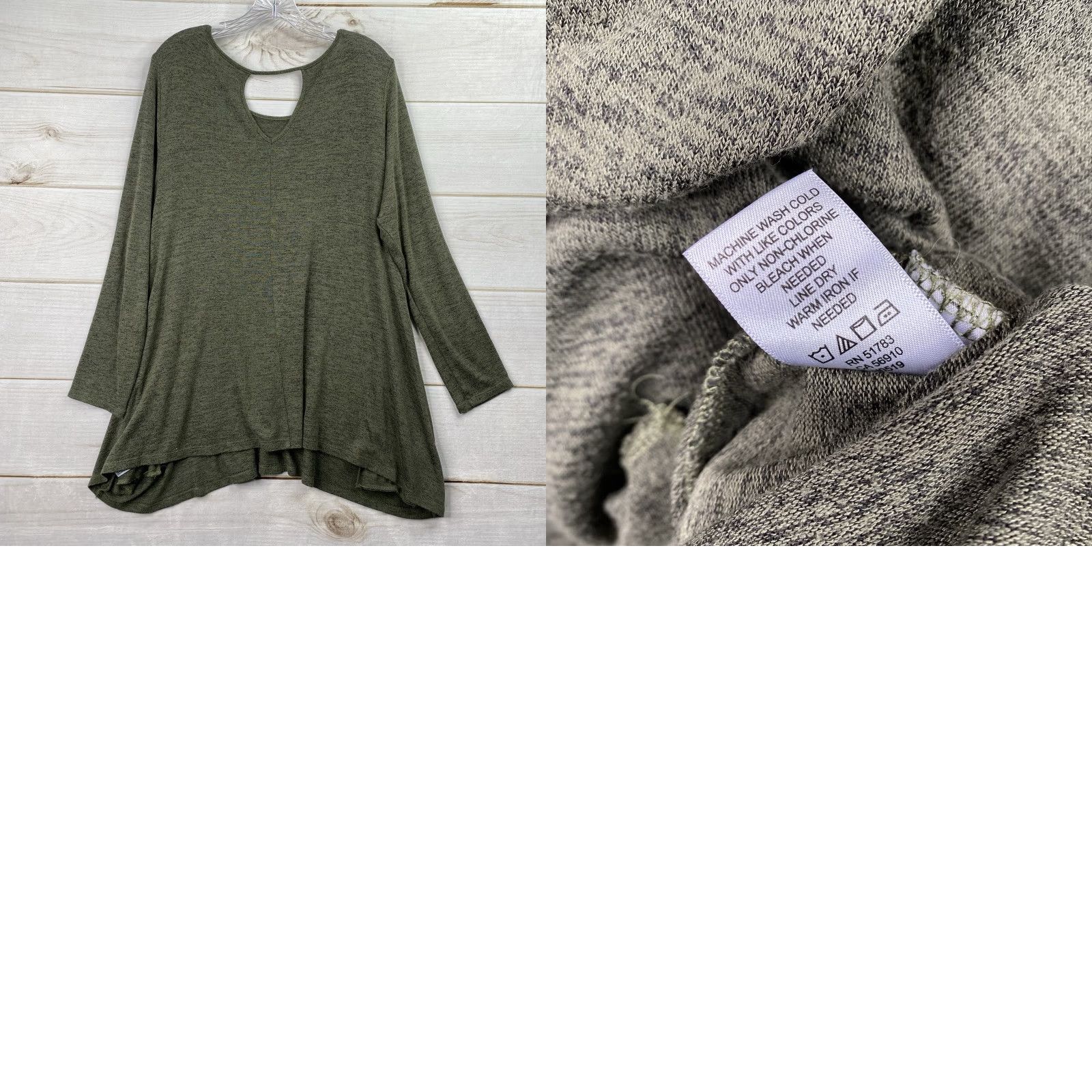 Vintage Maurices Tunic Blouse 1X Green Space Dye Knit Pockets Stretch Relaxed Size XL / US 12-14 / IT 48-50 - 8 Thumbnail