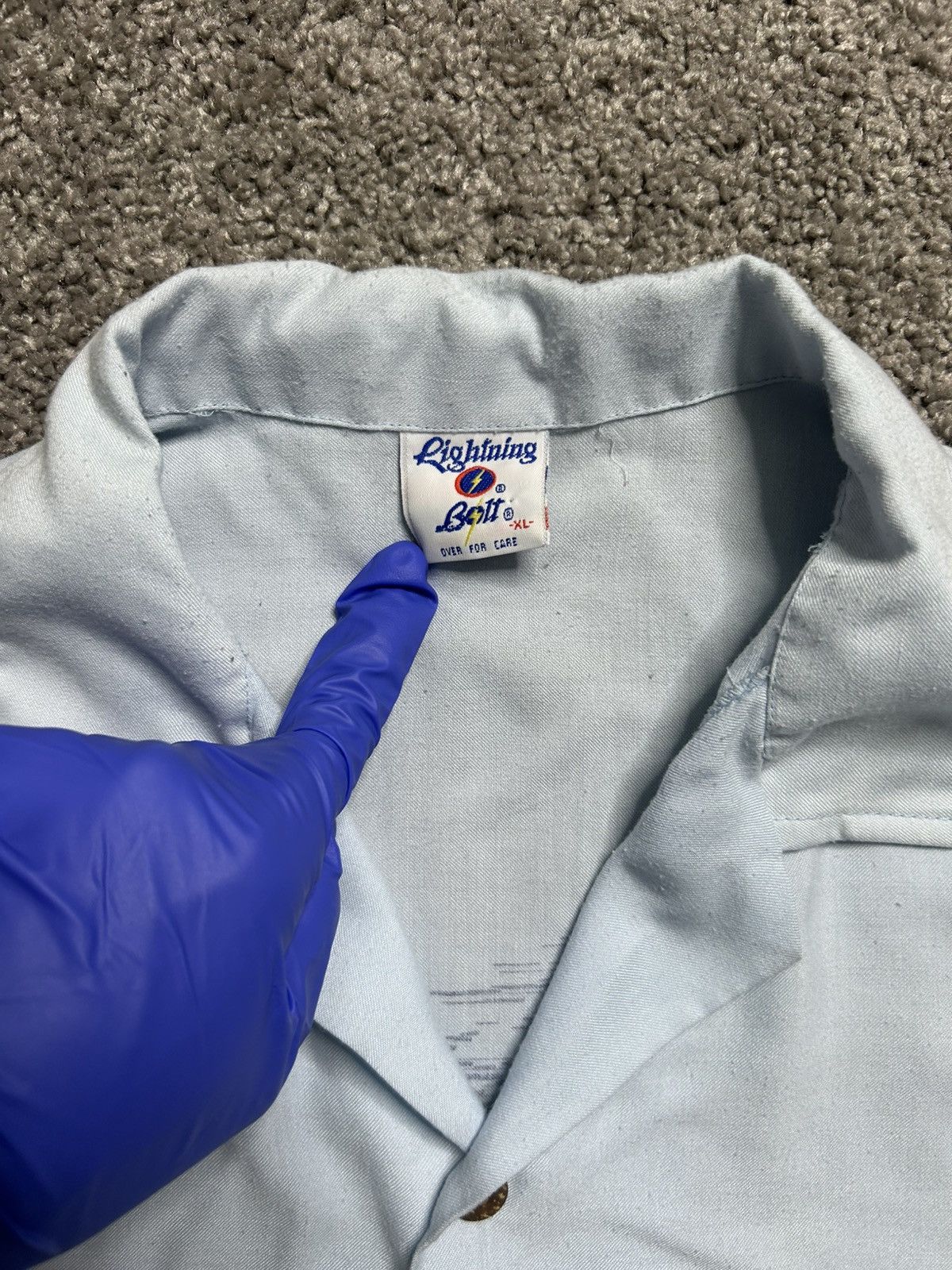 Vintage Vintage 70/80s Lightning Bolt Rayon Button Up Baby Blue Size US XL / EU 56 / 4 - 7 Thumbnail
